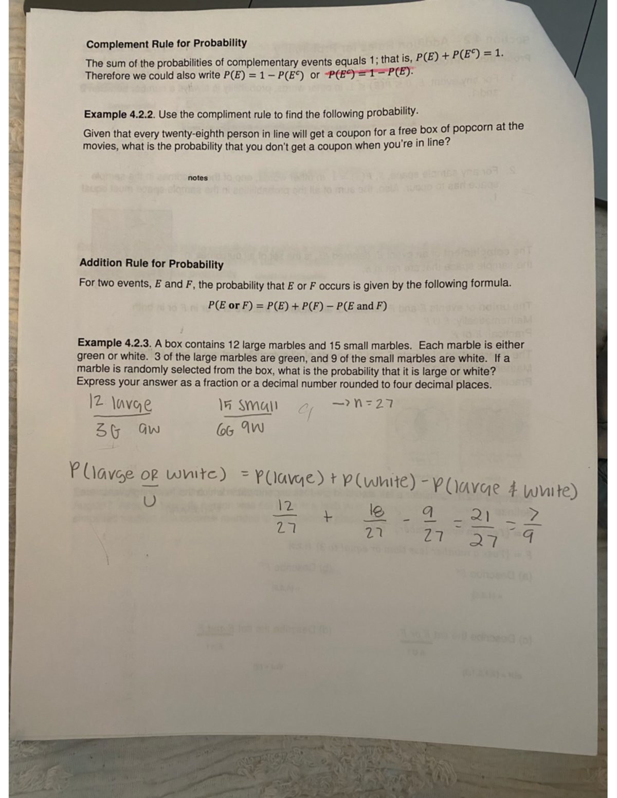 Stats chp 4 pg 4 - complement rule for probability - Math 115 - Studocu