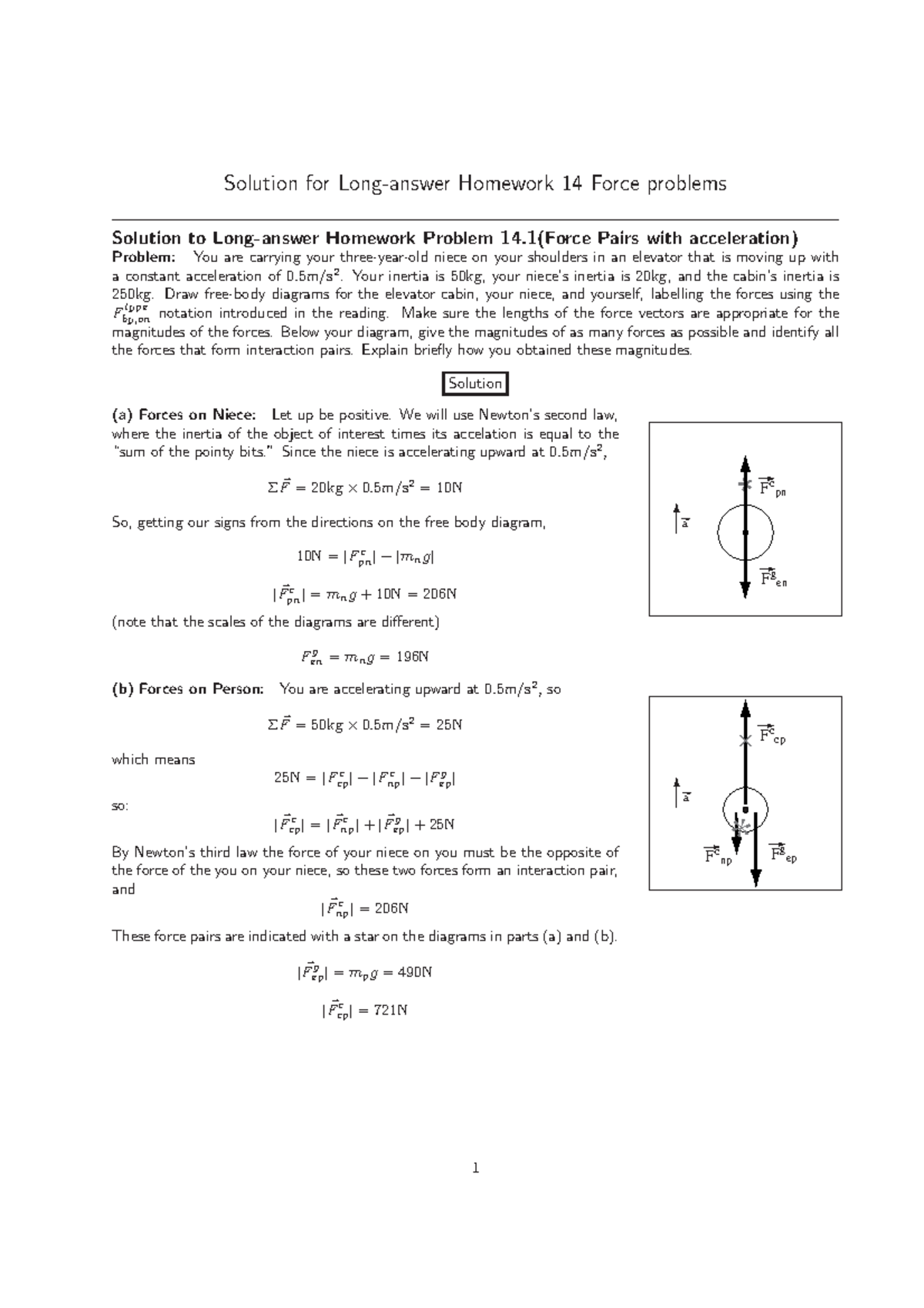 HW14 Force - Long Homework Solution 14 - Solution for Homework 14 Force ...