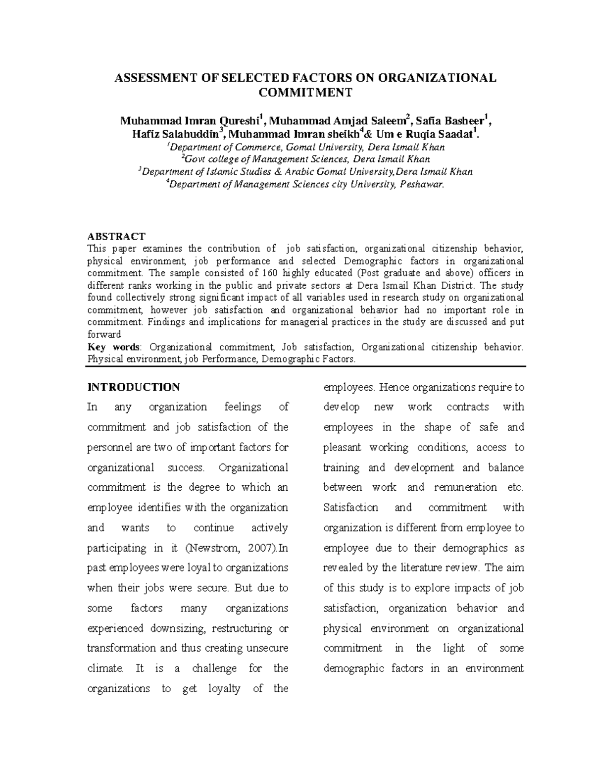 Assessment of Selected Factors on Organizational Commitment ( PDFDrive ...