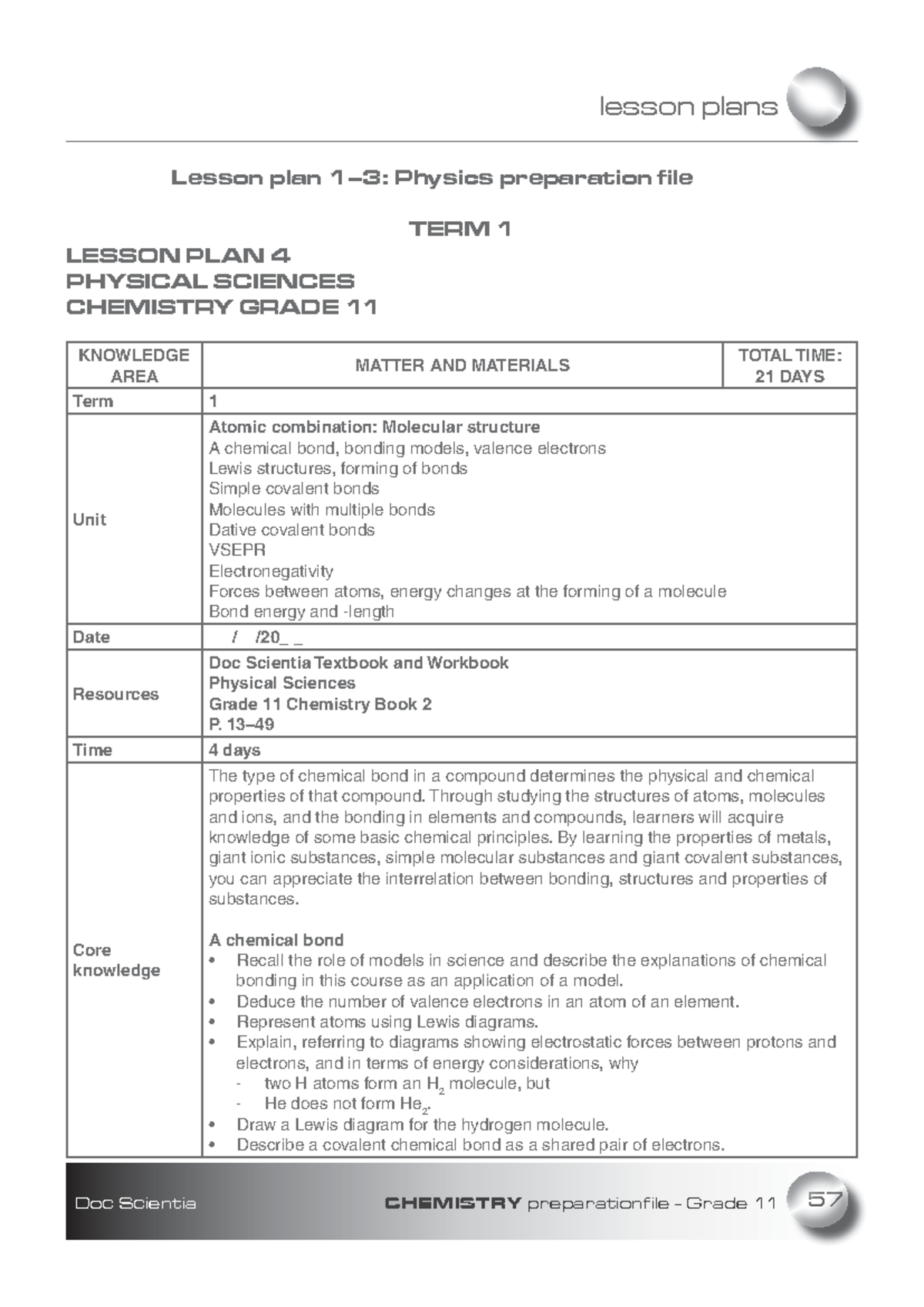 3.Grade 11 Chemistry DVD - Lesson plans - Doc Scientia CHEMISTRY ...