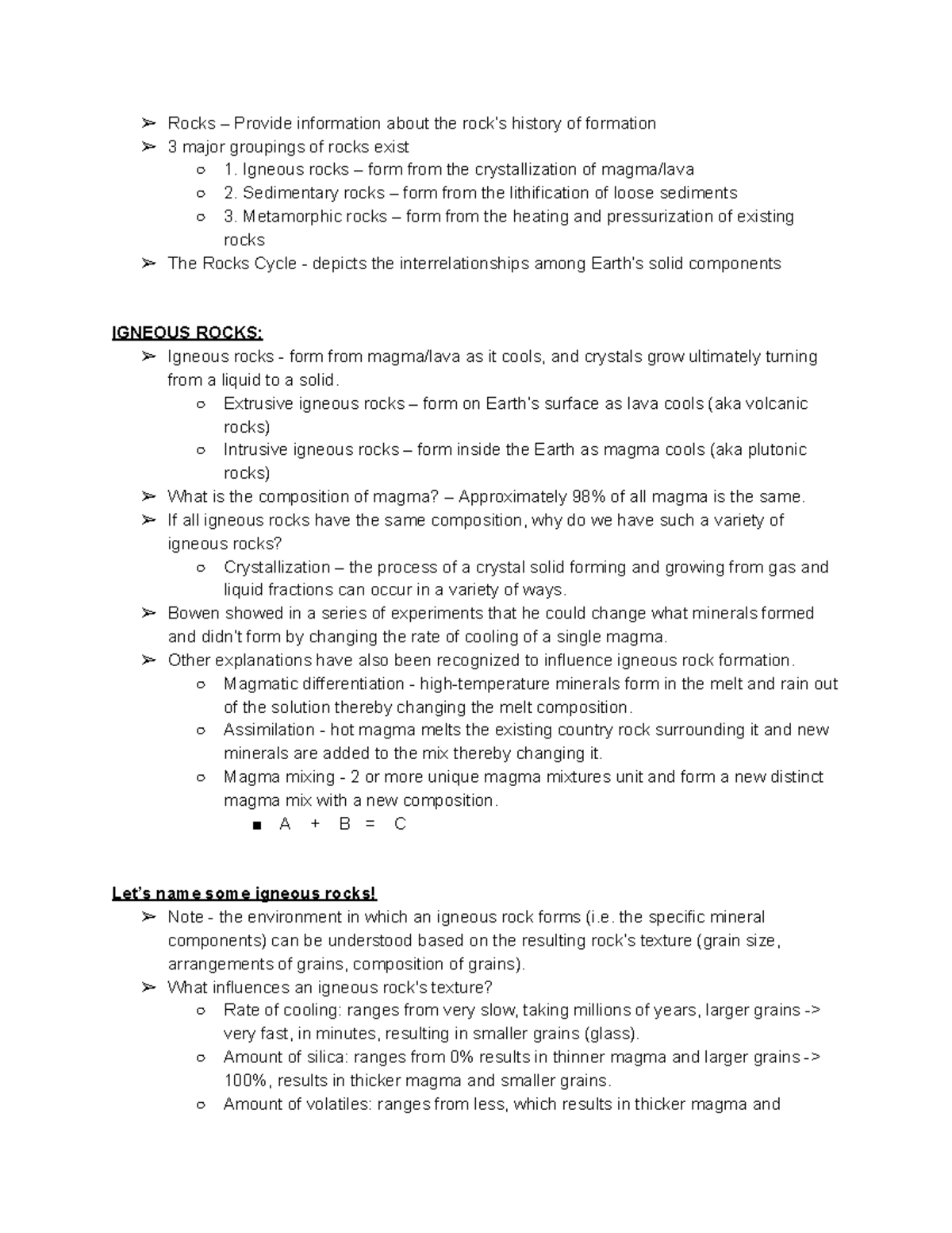Geol 100 Ch. 2- Rocks - Rocks – Provide information about the rock’s ...