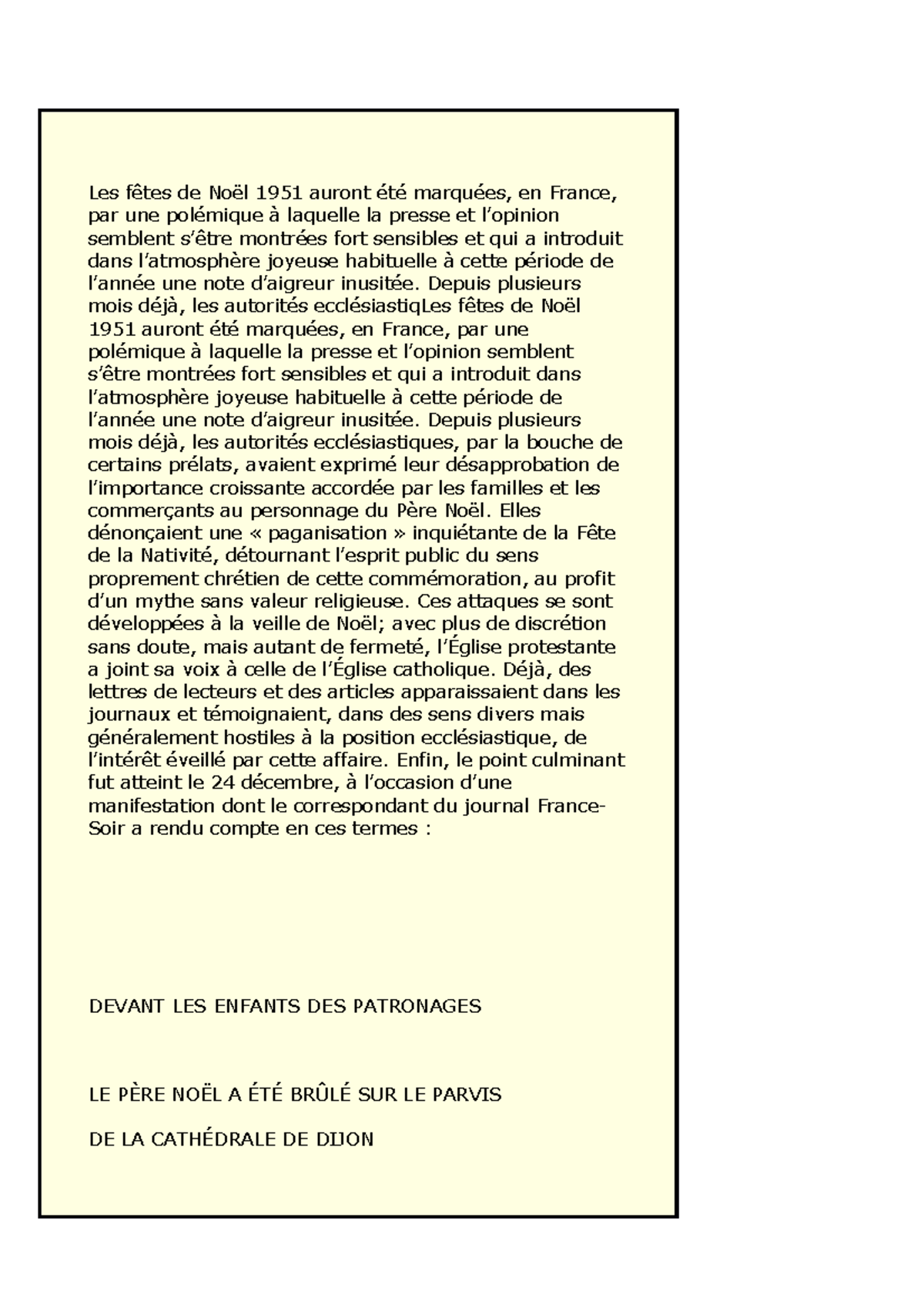 Le père noel supplicié, Levi-Strauss - Les fêtes de Noël 1951 auront