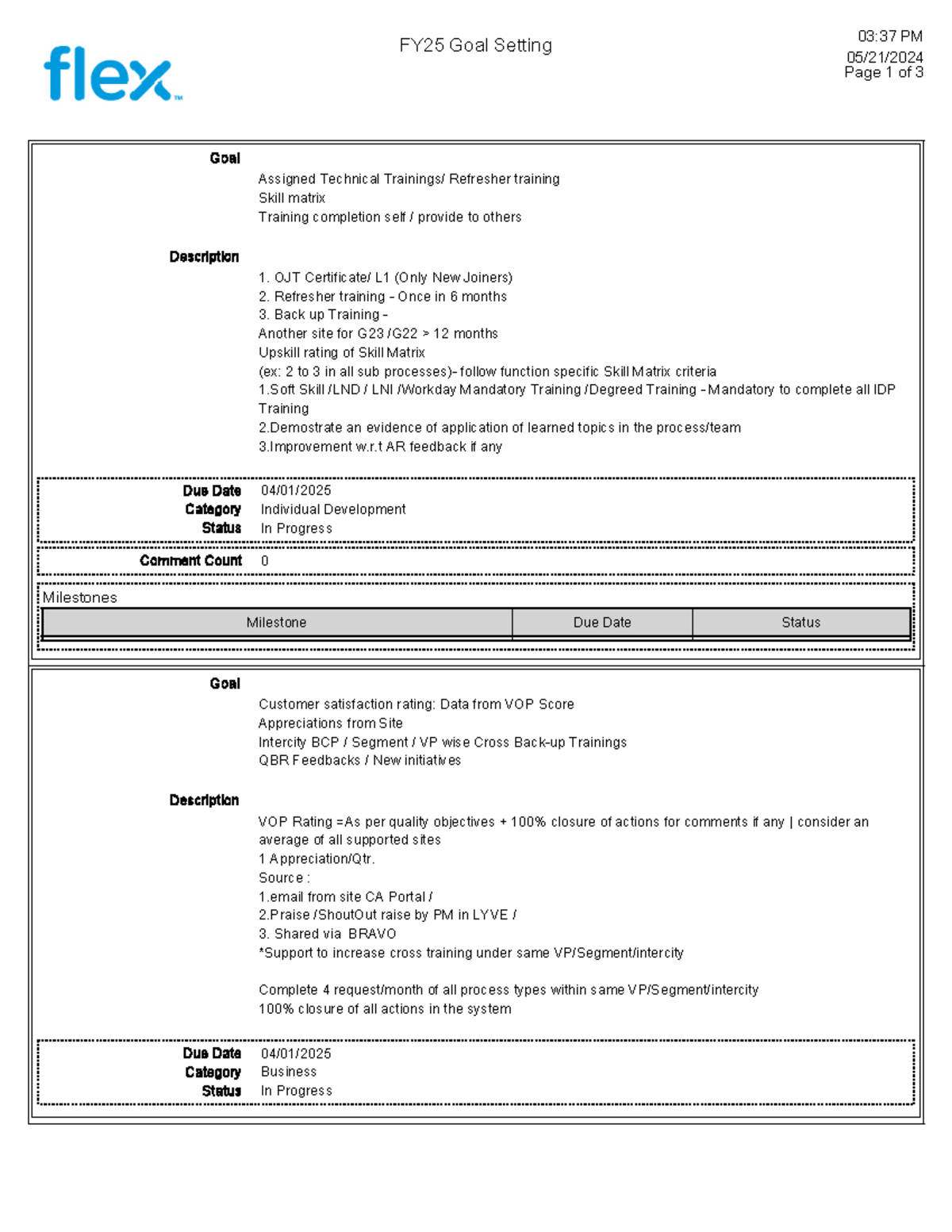 FY25 Goal Setting - FY25 Goal Setting 03:37 PM 05/21/ Page 1 of 3 Goal ...