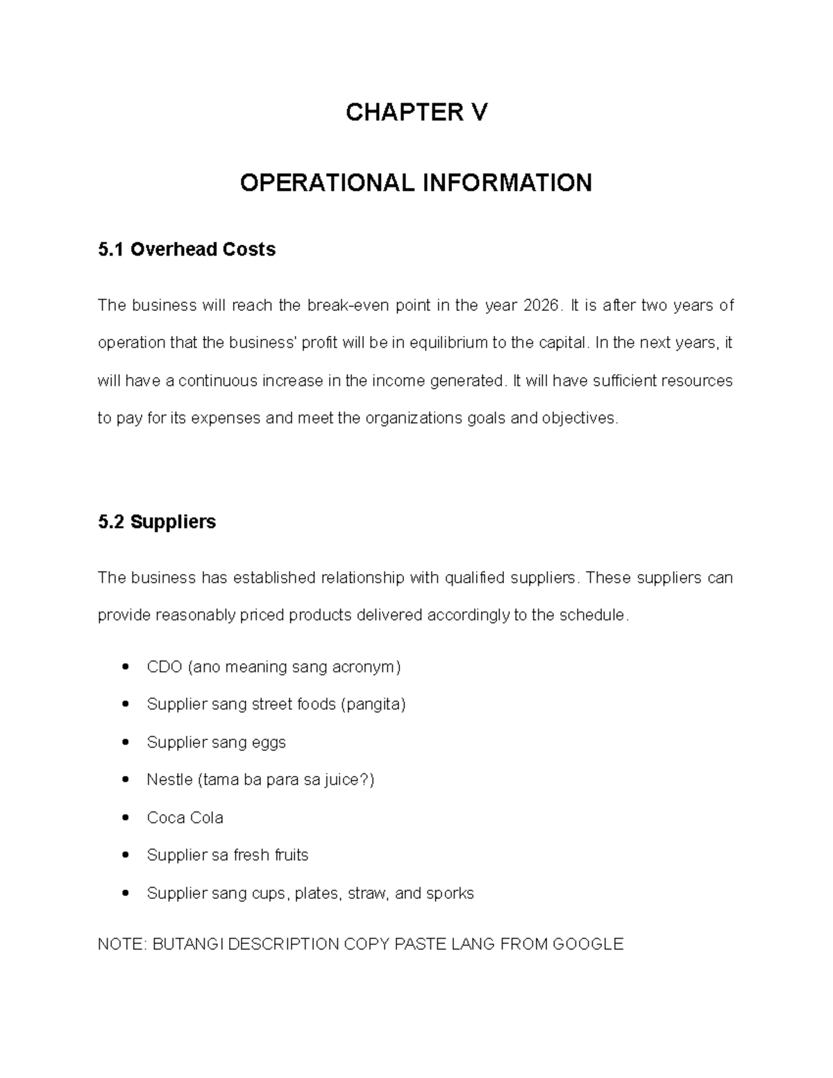 01 Chapter 5 Fianancial Information 1 - CHAPTER V OPERATIONAL ...