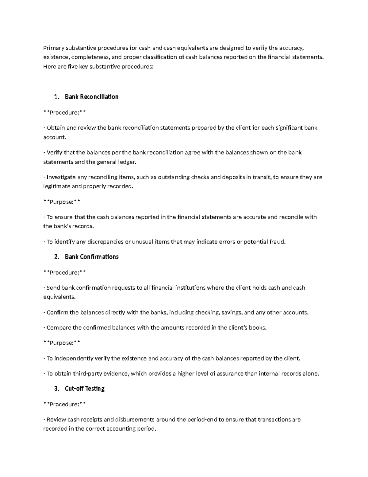 Substantive procedures - Here are five key substantive procedures: 1 ...