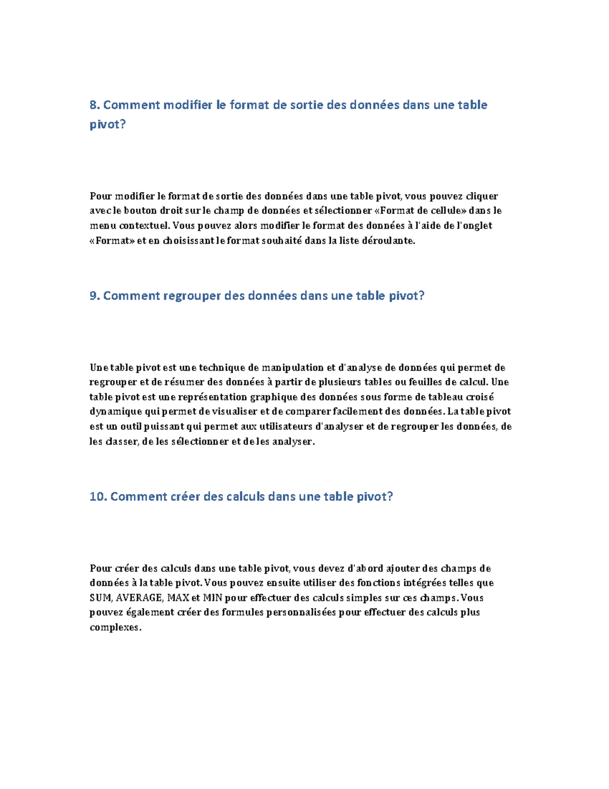 Excel Pivot Tables 2 8 Comment Modifier Le Format De Sortie Des