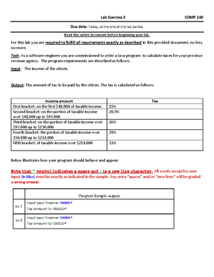 Lab 7 comp - 248 - Lab Exercise 7 COMP 248 Due date: Today, at the end ...
