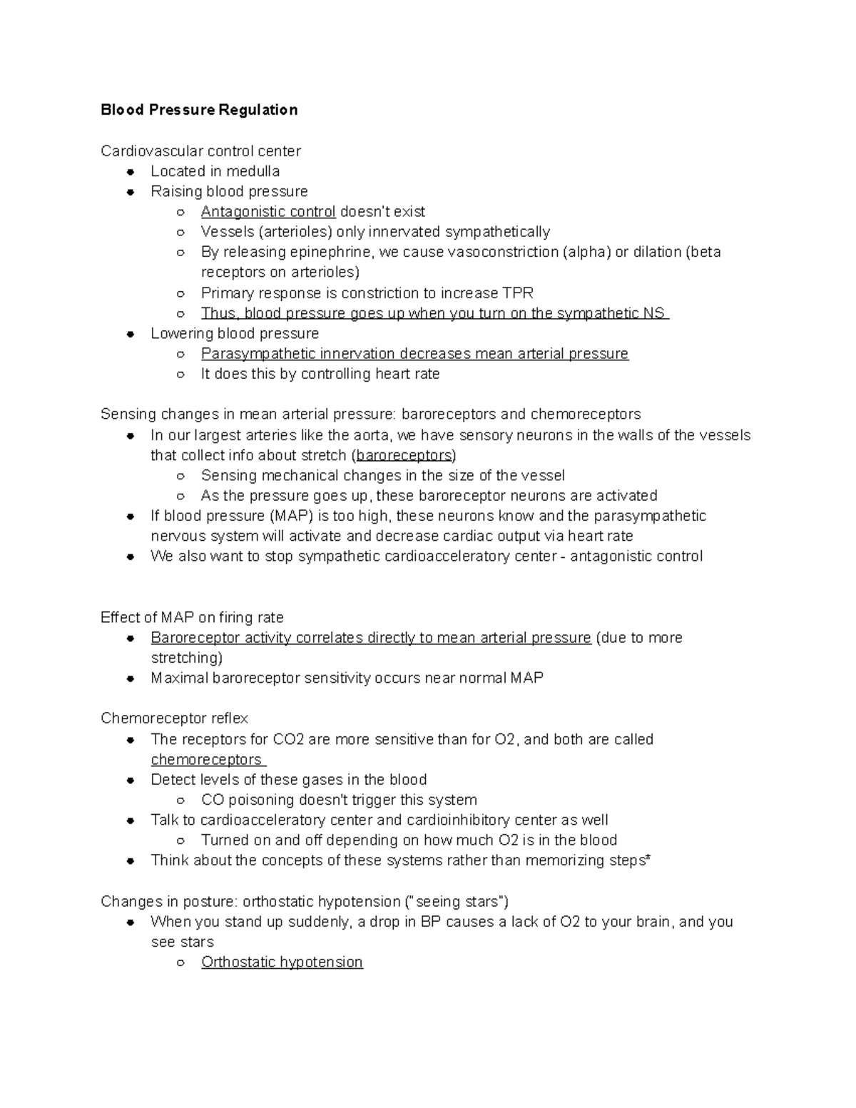 Exam 2a Redden and Kimball Blood pressure regulation, respiratory