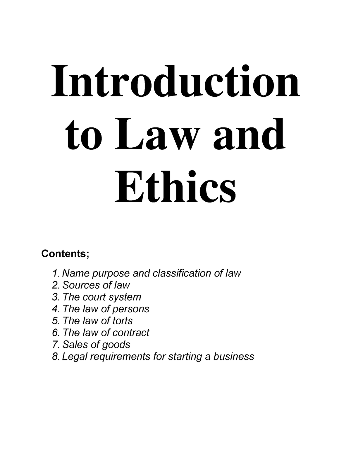 law and ethics assignments