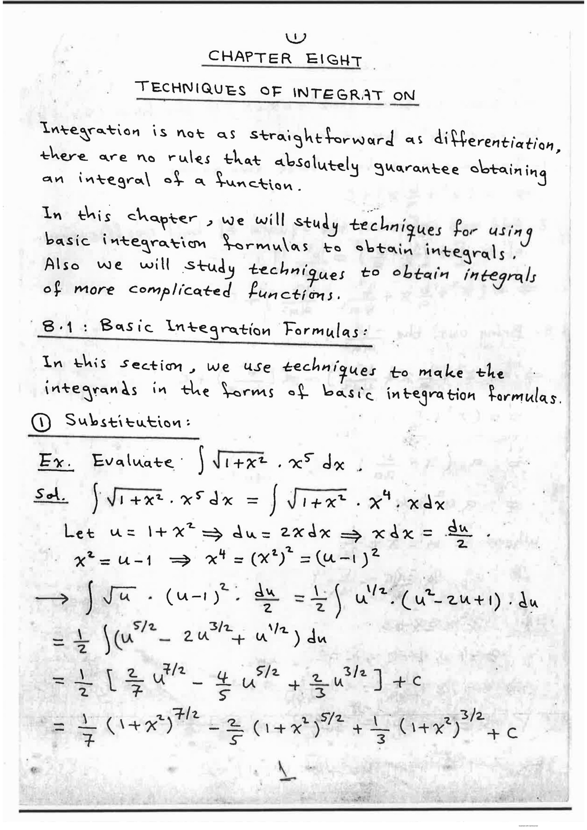 Chapter 8- Techniques OF Integration - Calculus 2 - Studocu