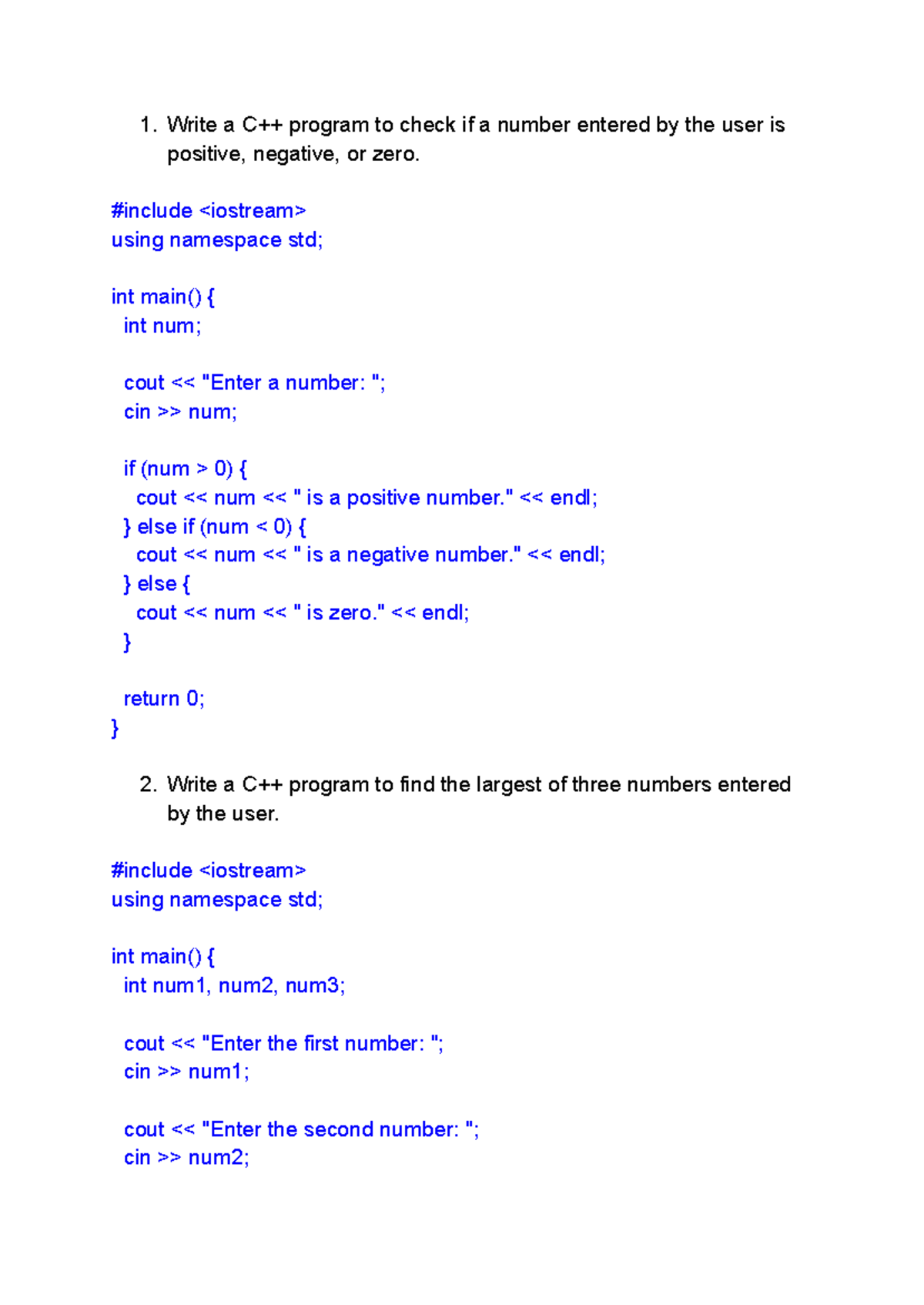 If/else practice C++ - Write a C++ program to check if a number entered ...