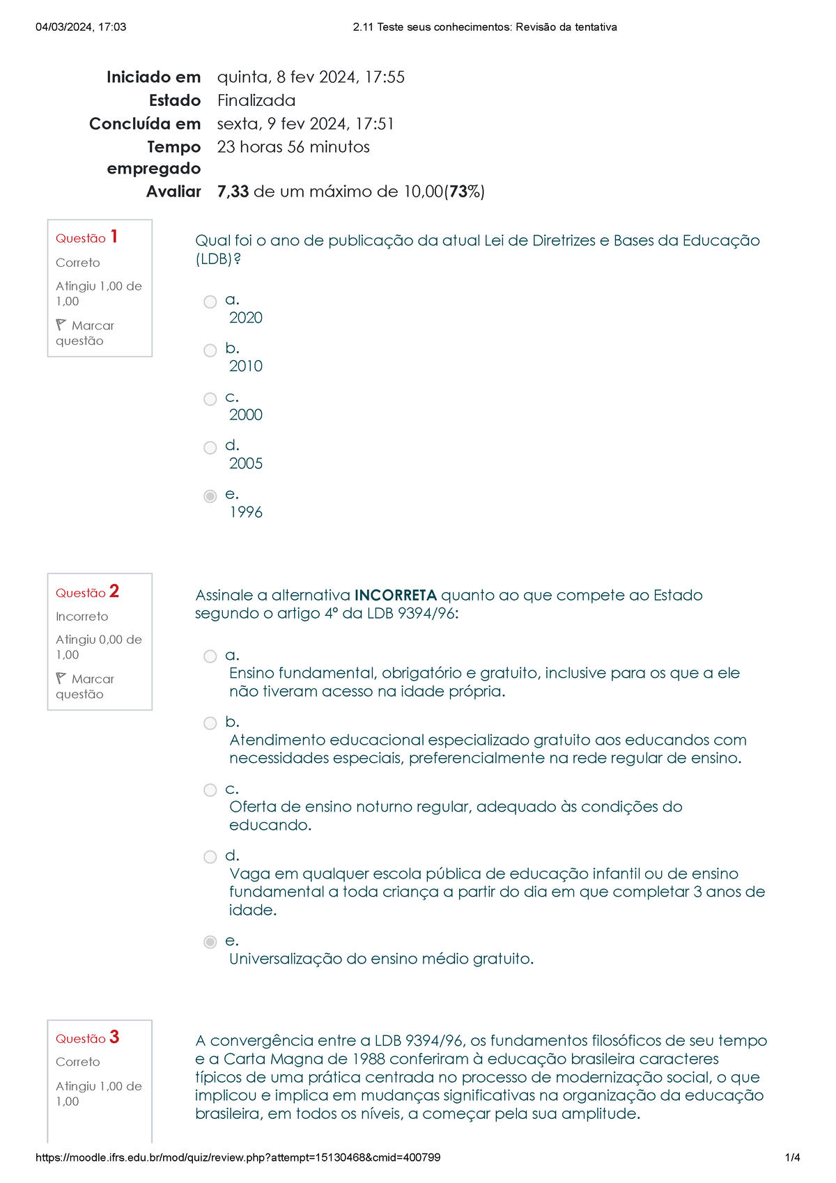 3.4 Teste Seus Conhecimentos Revisão Da Tentativa - 04/03/2024, 17:03 2 ...