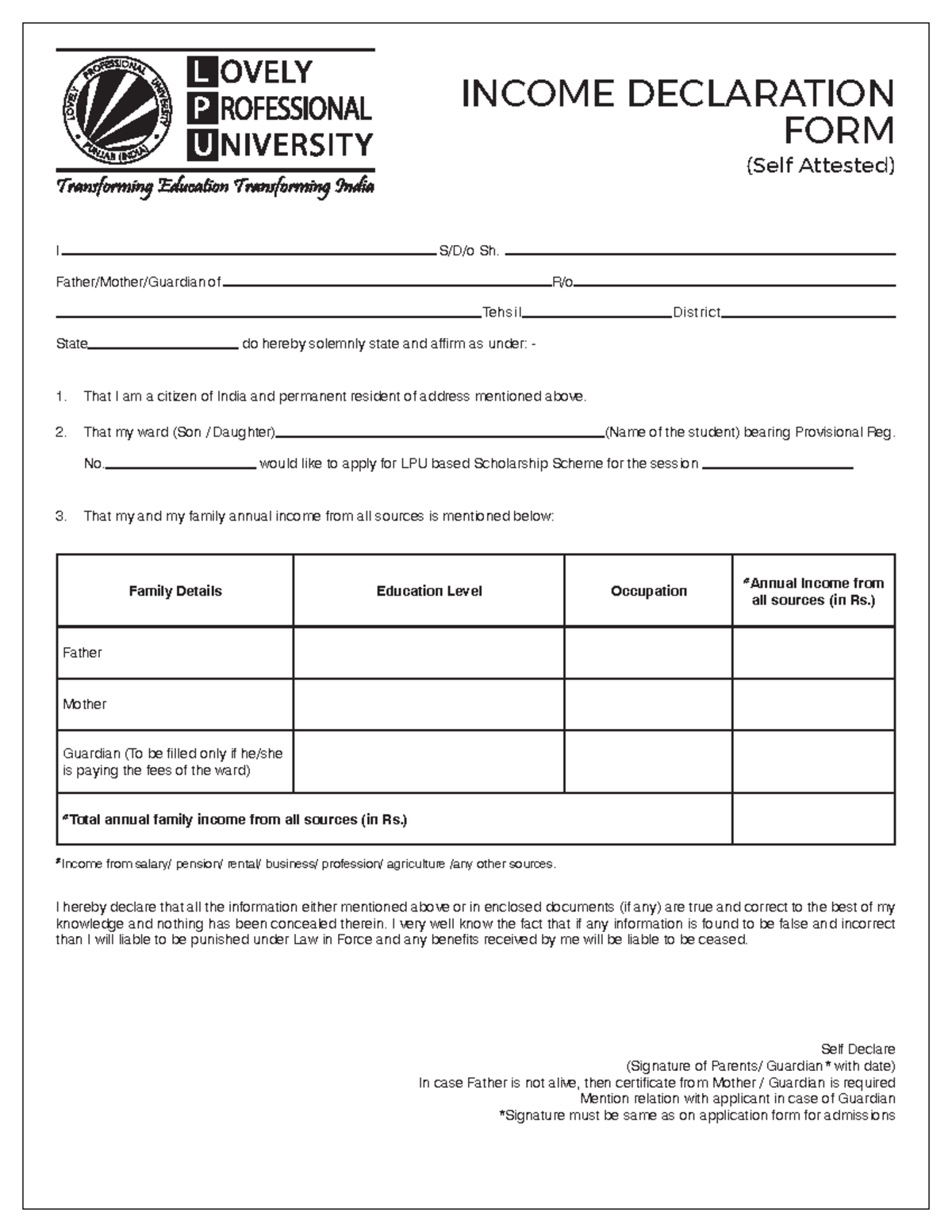 DOC-20221025-WA0012 - DBMS Main Summaries - . INCOME DECLARATION FORM ...