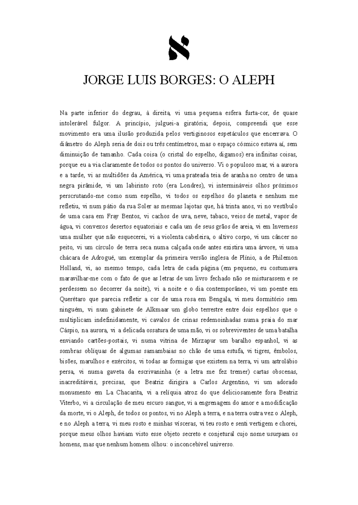 O aleph [bilíngue] - Texto integral do conto do escritor Jorge Luis ...