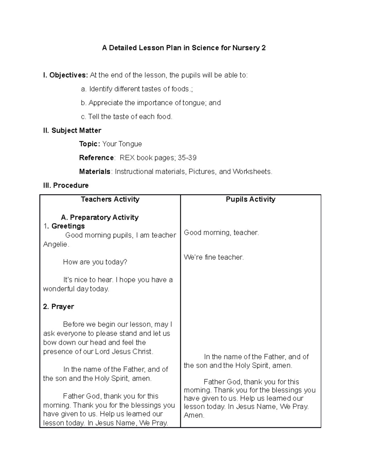 DLP IN Science FOR N2 - A Detailed Lesson Plan in Science for Nursery 2 ...