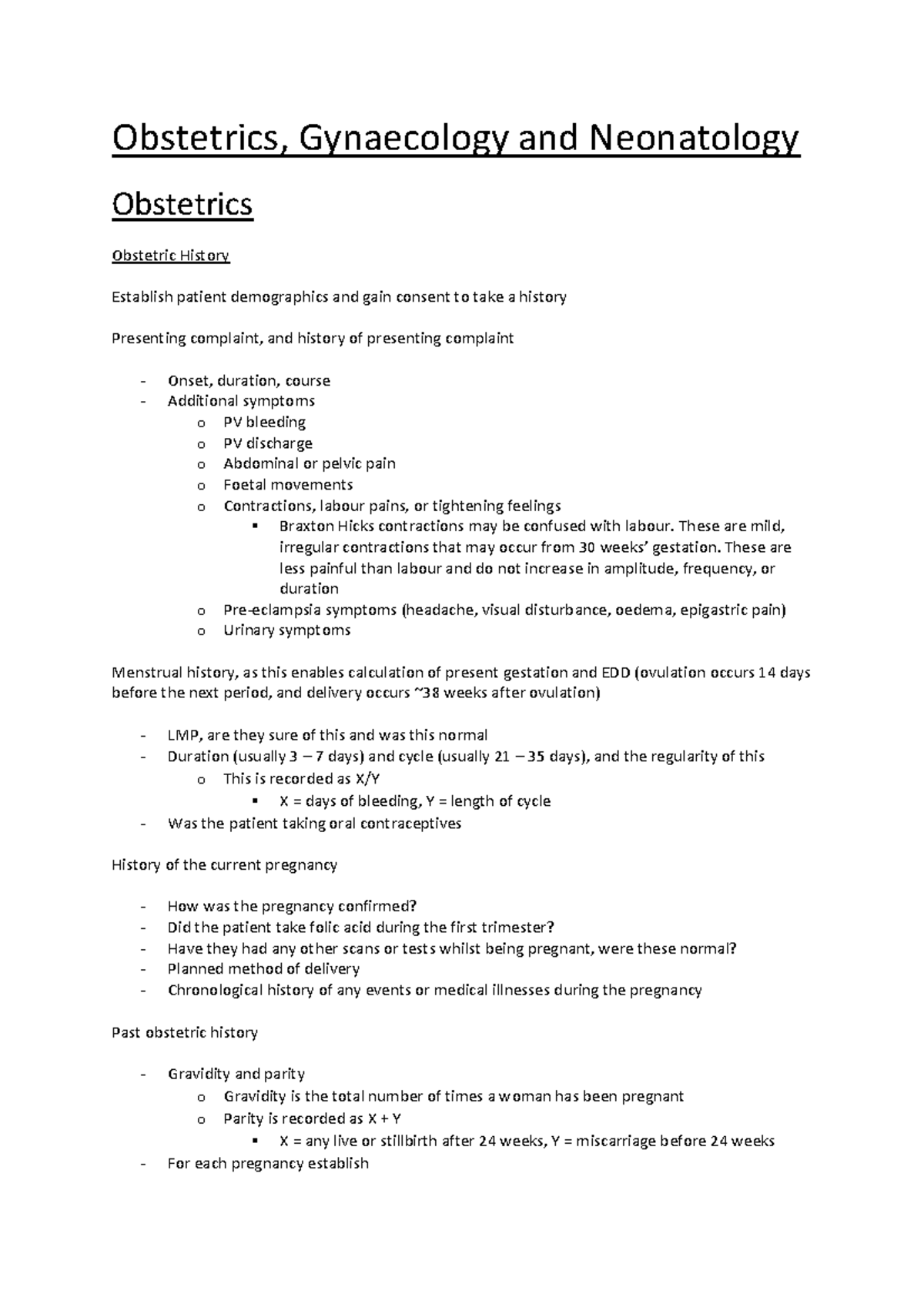 OBG - hannah cooke obgyn notes - Obstetrics, Gynaecology and ...