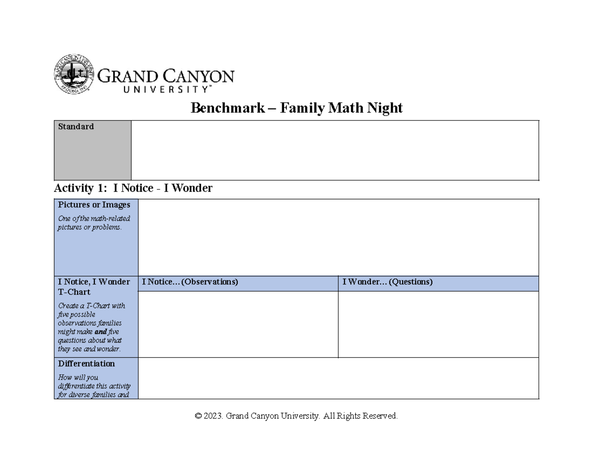 ELM 560 T6 Benchmark - Math - Benchmark – Family Math Night Standard ...