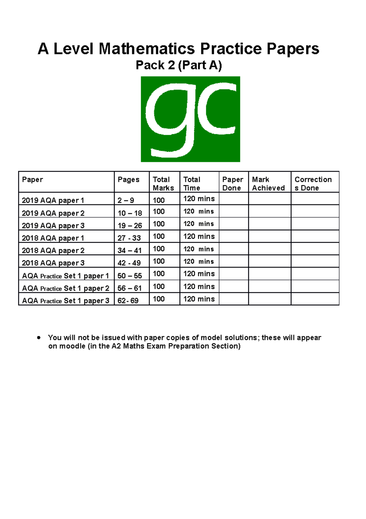 A2 Blue Pack 2 Section A All 2018 + 2019 + Practice Set 1 - A Level ...