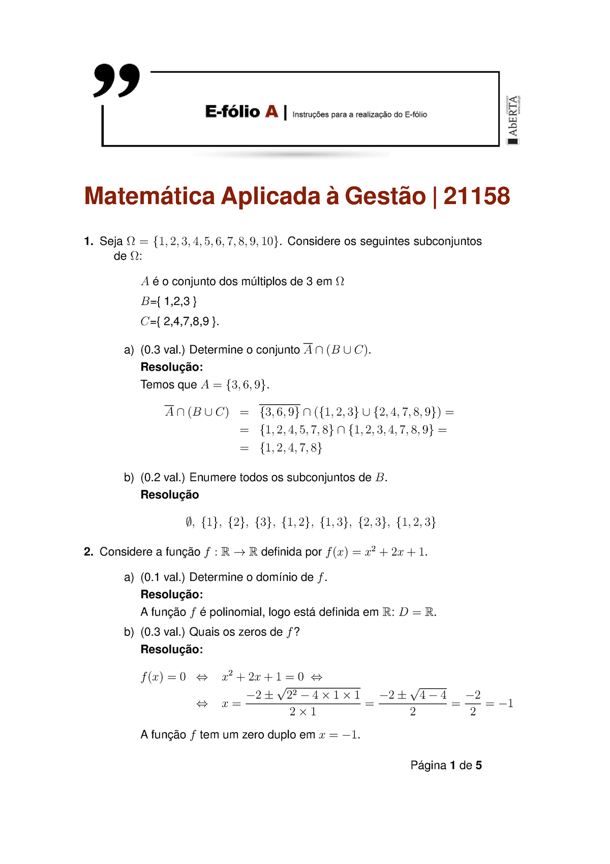 22-23 21158 E Folio A - Resolucao - Text Matemática Aplicada à Gestão ...