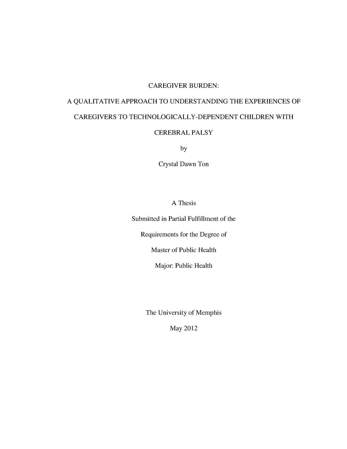 thesis on caregiver