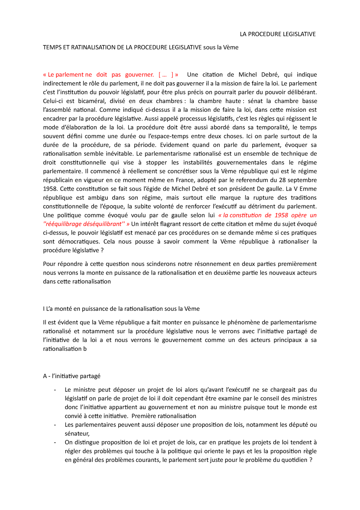 dissertation la procedure legislative