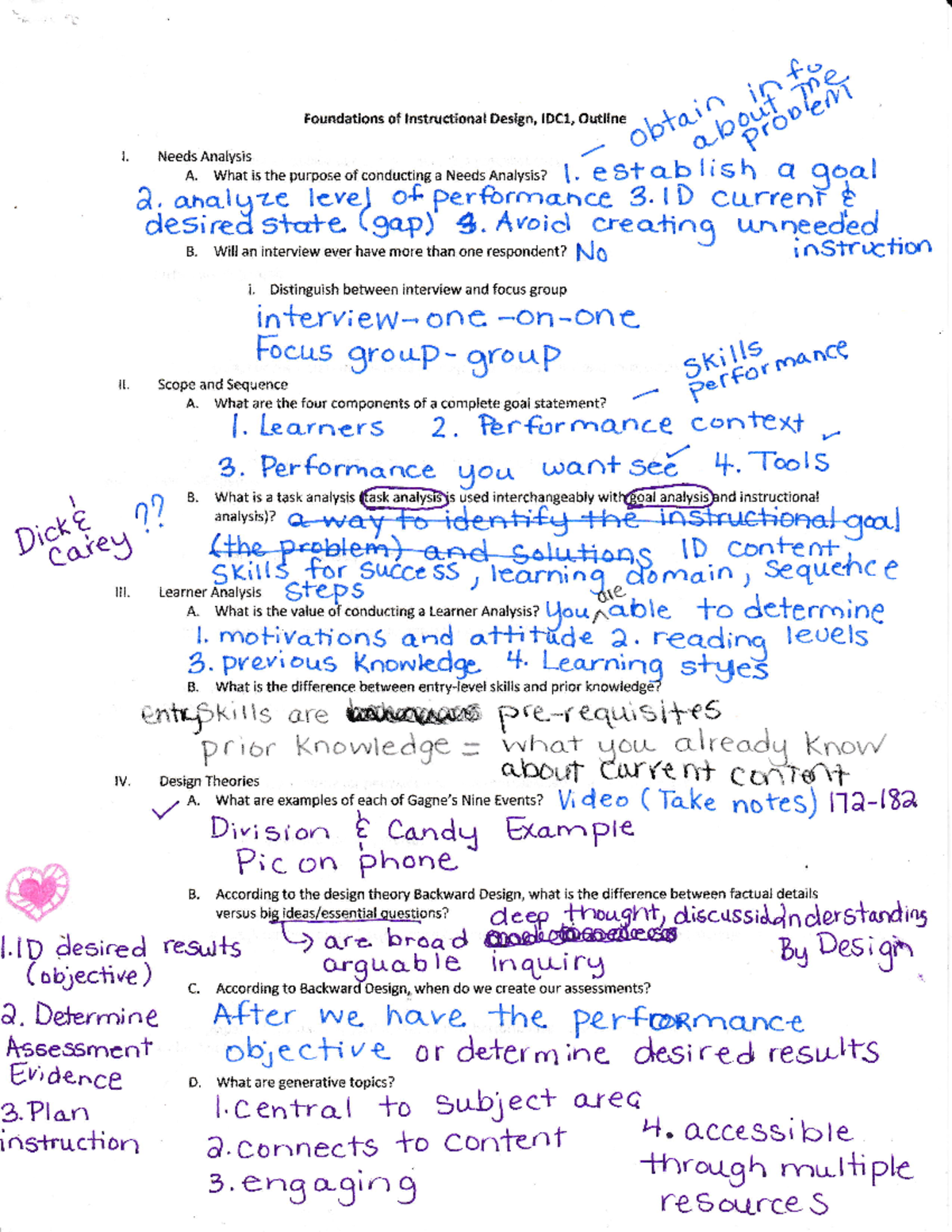 Foundations of Instructional Design IDC1 Outline Notes - t. Foundations ...