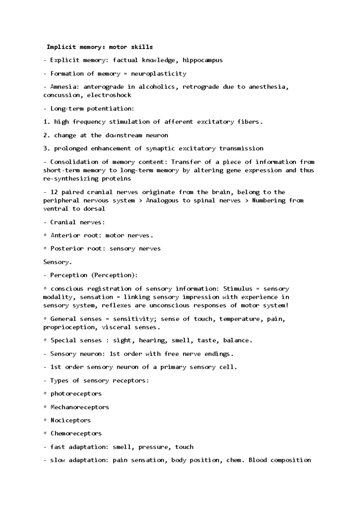 Implicit memory - Lecture notes 1 - BIOL 430 LEC - ARC - Studocu