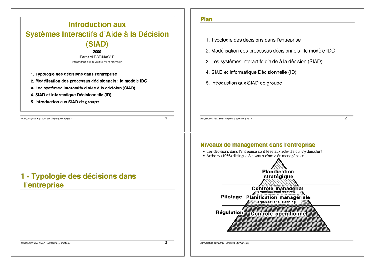 9-SIAD-4p - SIAD SI décisionnel - Introduction aux SIAD - Bernard ...