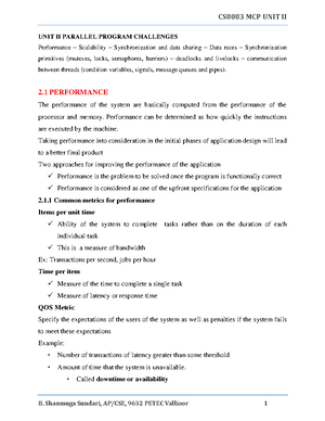 CS8083 MCP UNIT I notes - UNIT I Single core to Multi-core ...