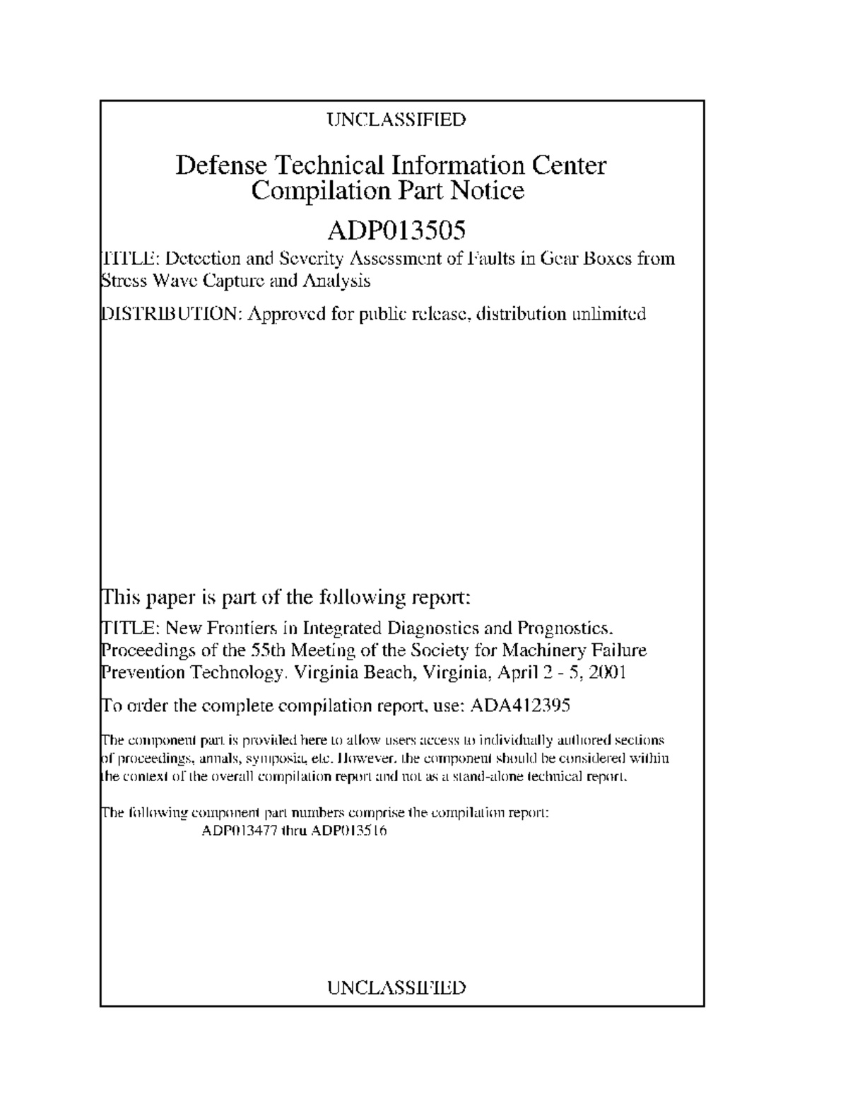 P013505 - UNCLASSIFIED Defense Technical Information Center Compilation ...