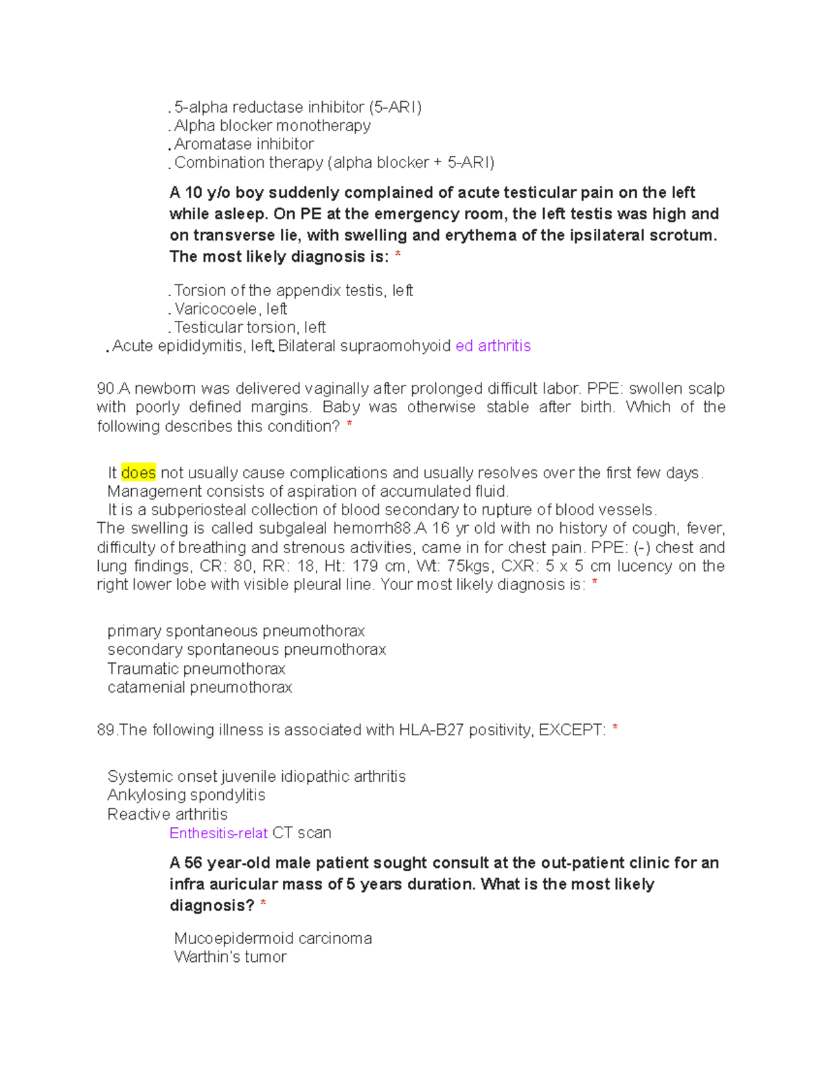 Illness and injuries exam part 1 - 5-alpha reductase inhibitor (5-ARI ...