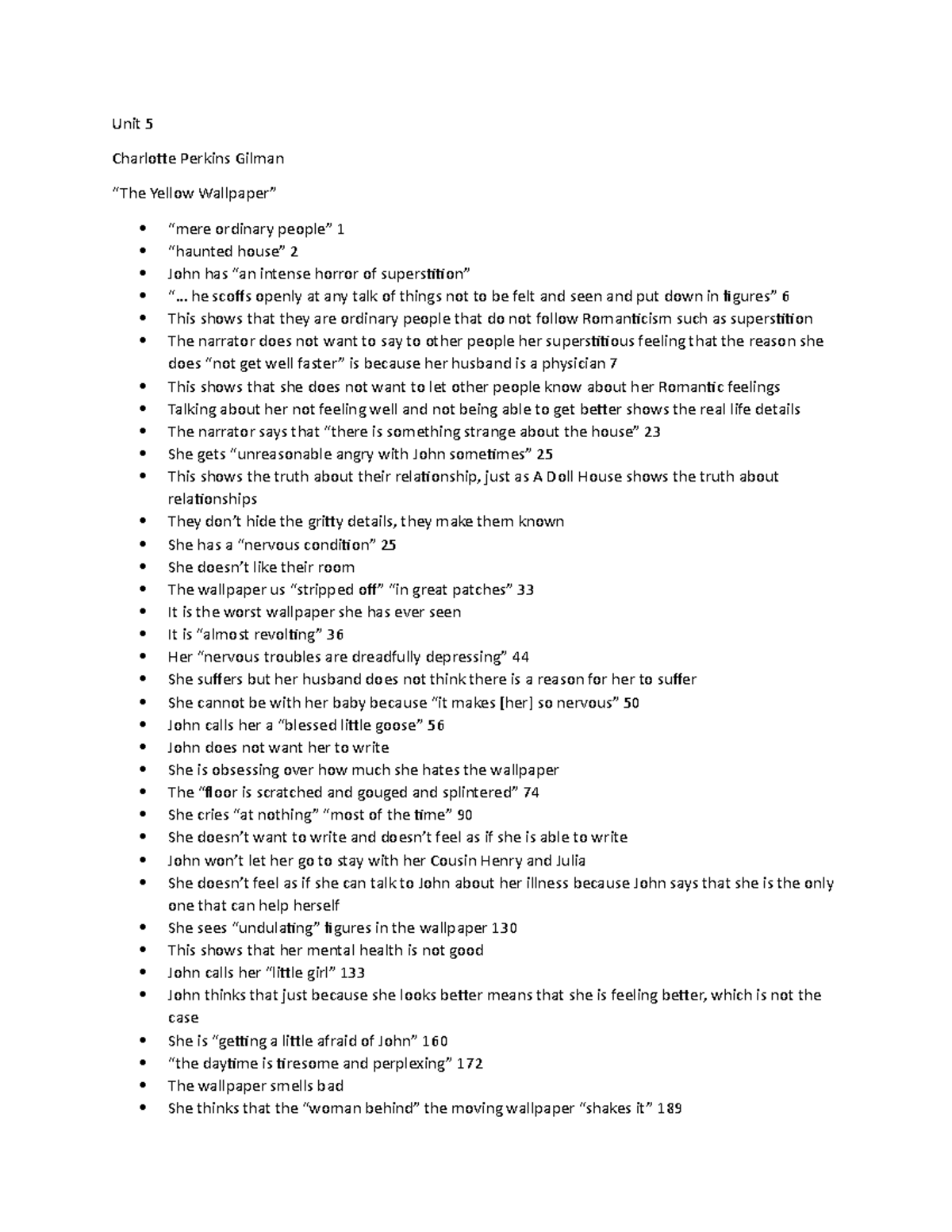 Unit 5 Charlotte Gilman (The Yellow Wallpaper) ENGL 2111 Studocu