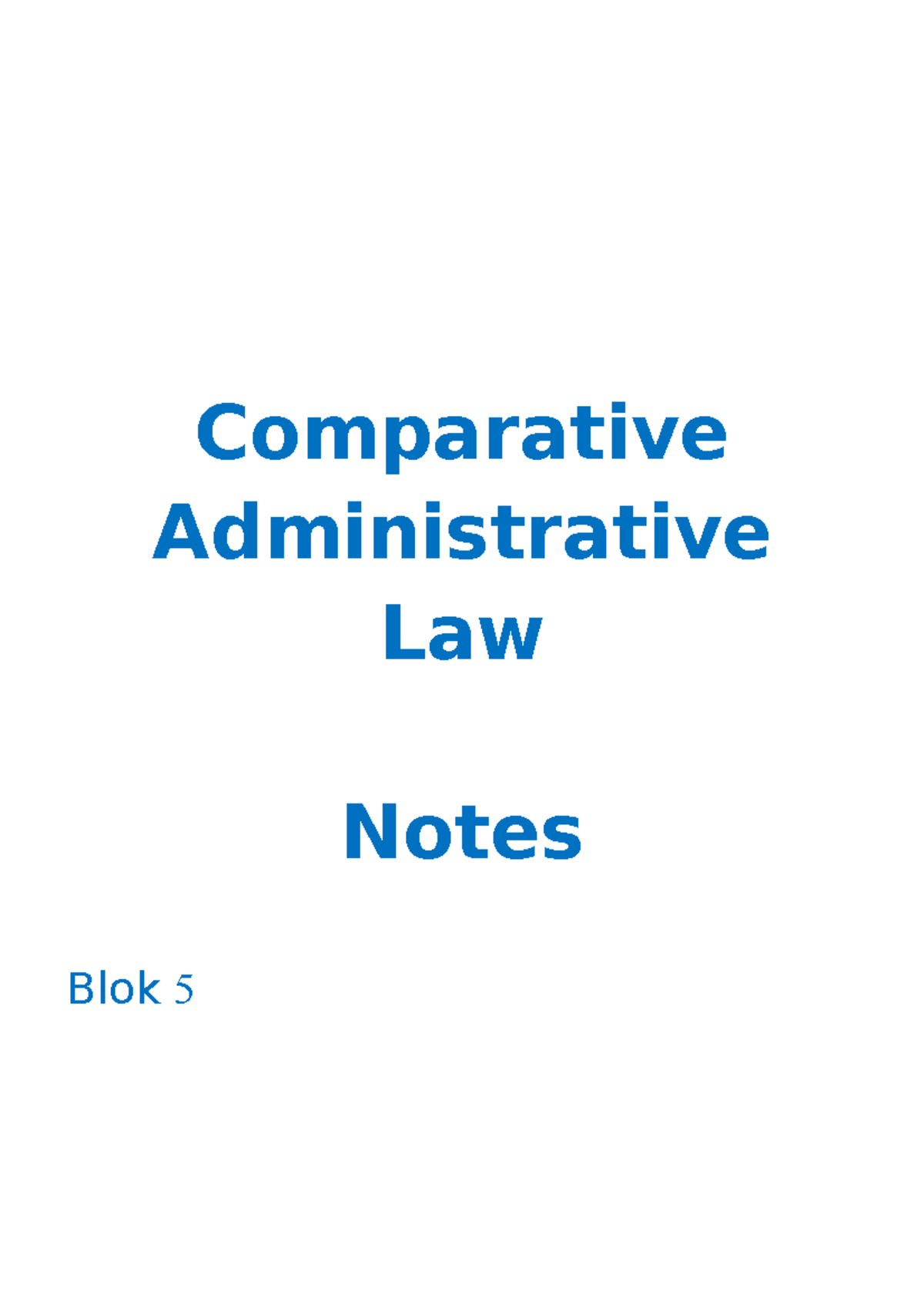 Comparative Administrative Law Notes - Comparative Administrative Law ...