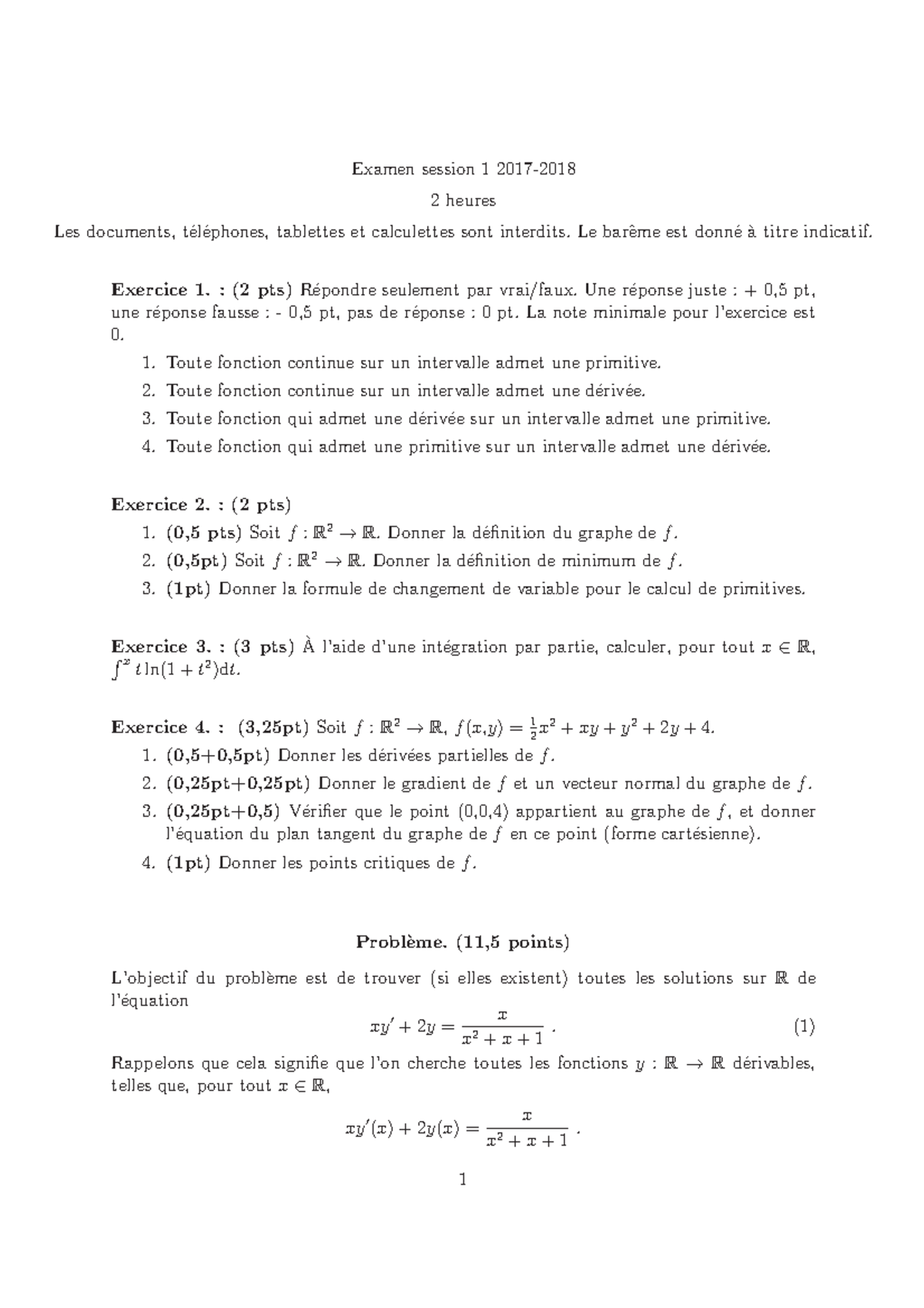 Examen 2018, Questions Et Réponses - Universit´e De Cergy-Pontoise ...