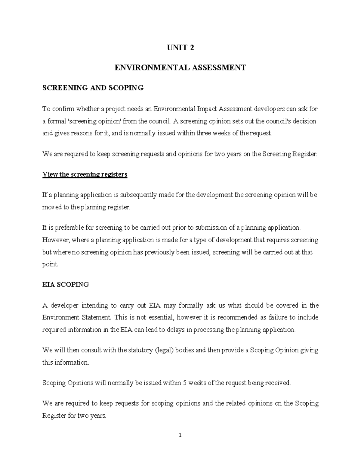 ESIA UNIT 2 NEW - Esia - UNIT 2 ENVIRONMENTAL ASSESSMENT SCREENING AND ...