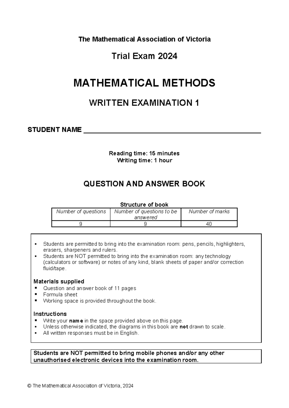 2024 mav units 3 4 exam 1 - Mav 2024 MM exam 1 - The Mathematical ...