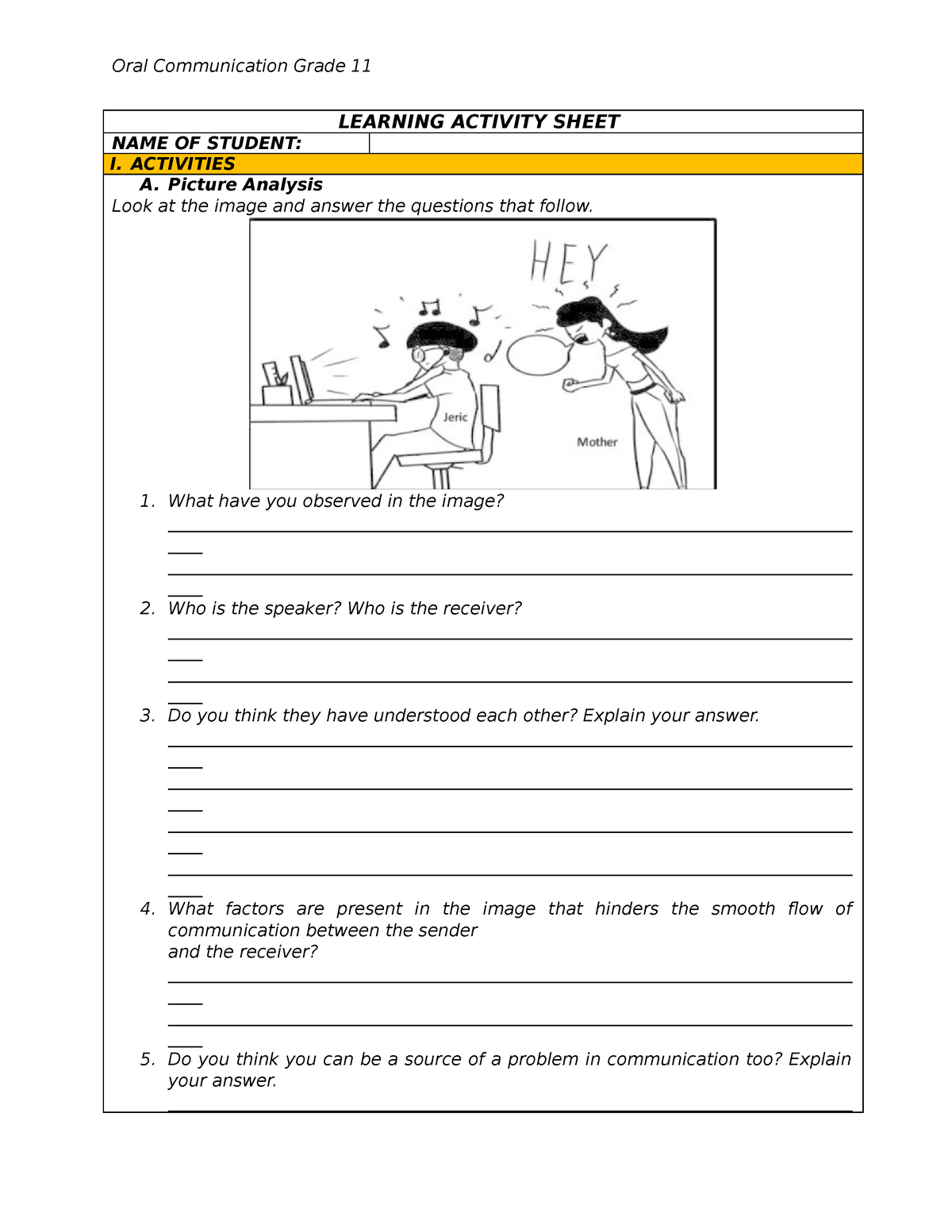 W2-W5 - N/a - Oral Communication Grade 11 LEARNING ACTIVITY SHEET NAME ...