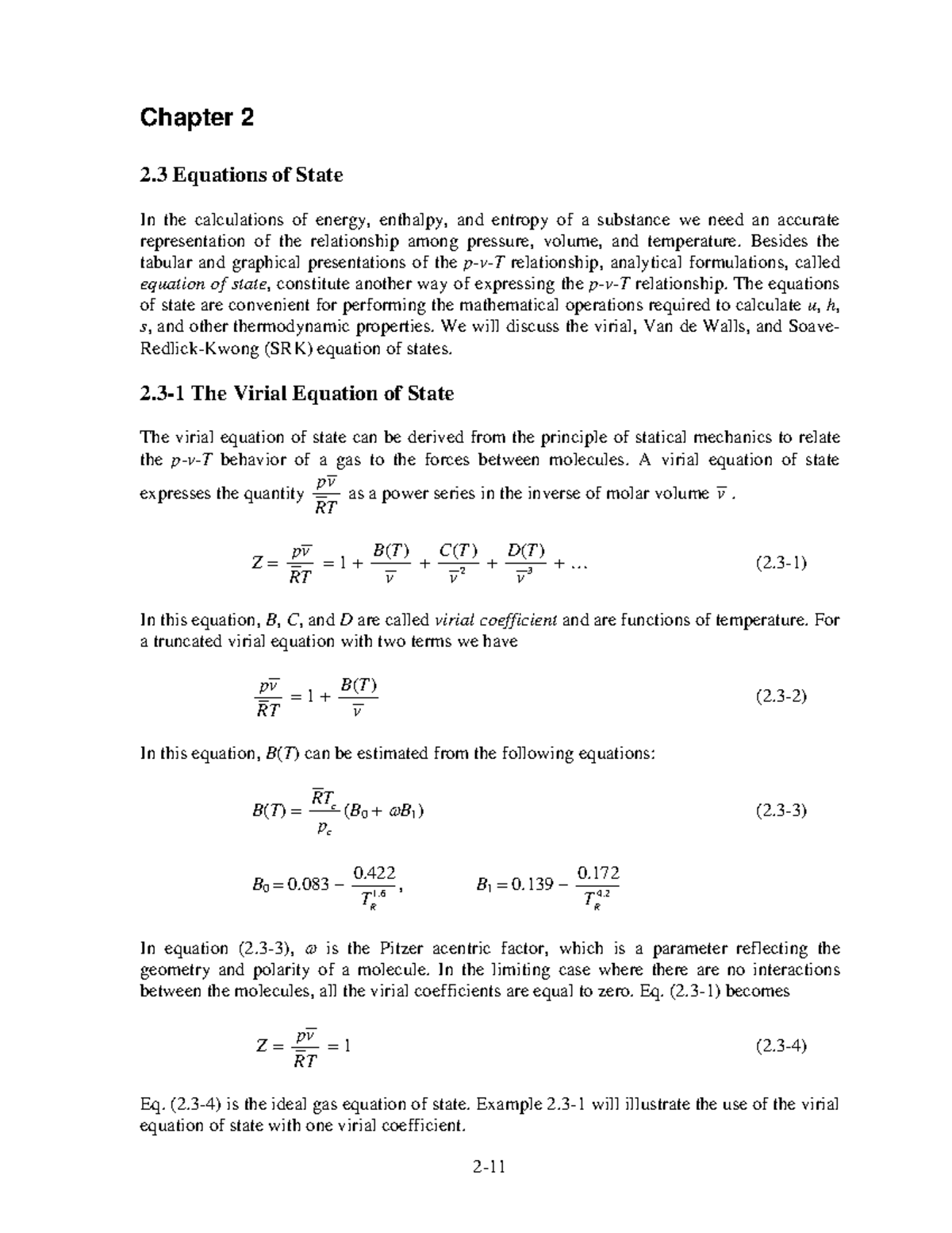 Chemistry-6 - Chapter 2 2 Equations of State In the calculations of ...