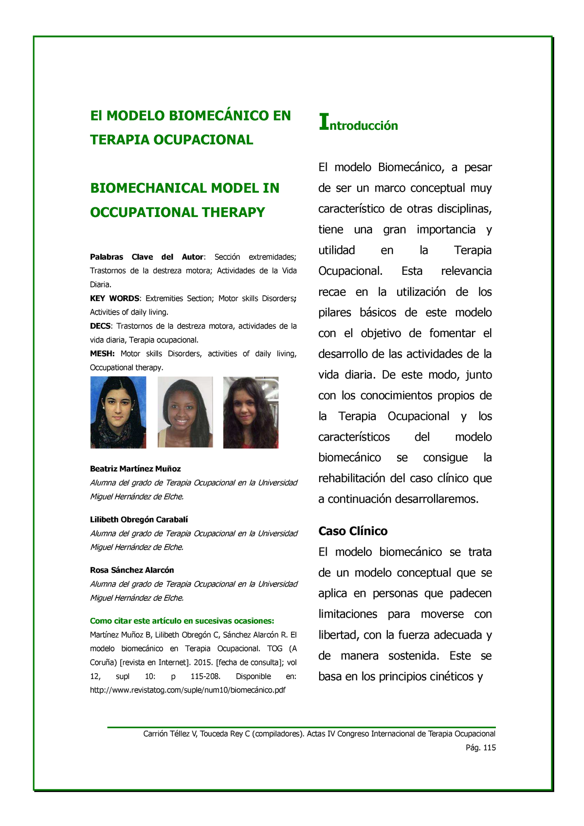 Dialnet-El Modelo Biomecanico En Terapia Ocupacional-5164523 - Carrión  Téllez V, Touceda Rey C - Studocu