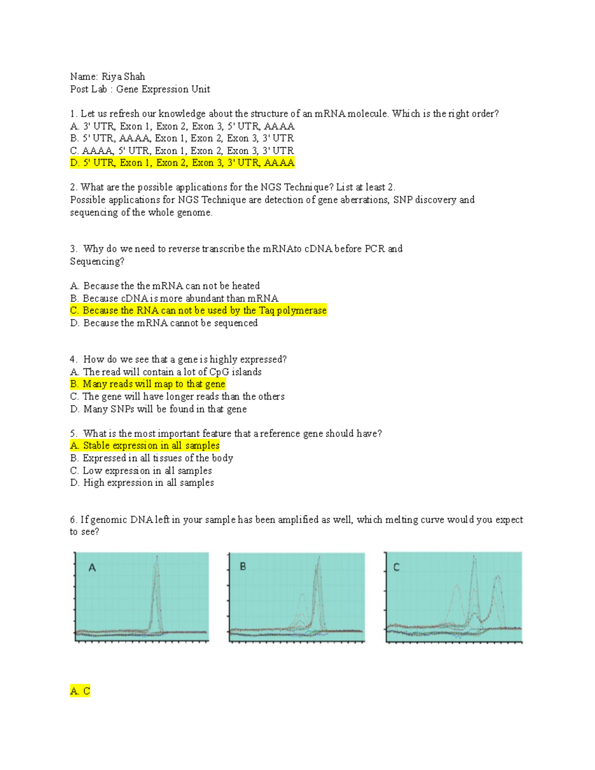 Remote Gene Expression Unit Name Riya Shah Post Lab Gene Expression Unit Let us refresh our