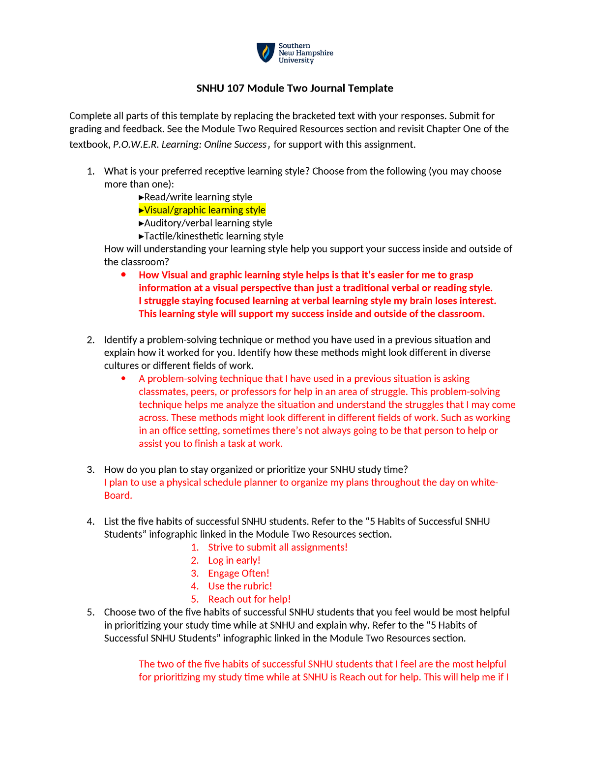 SNHU 107 Module Two Journal Template 101 - SNHU 107 Module Two Journal ...