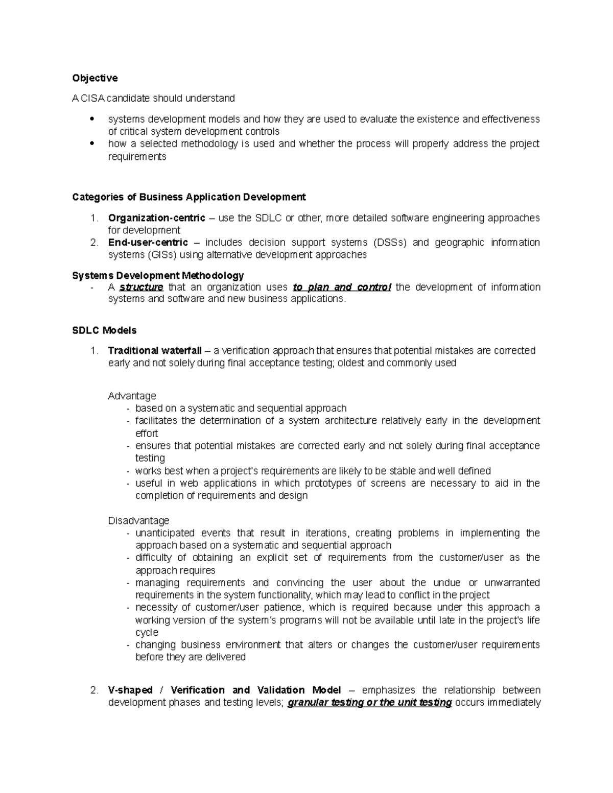 SDLC - IT Audit - Objective A CISA candidate should understand systems ...