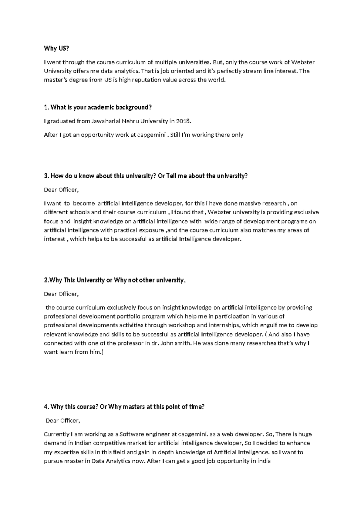 Why US - Why US? I went through the course curriculum of multiple ...