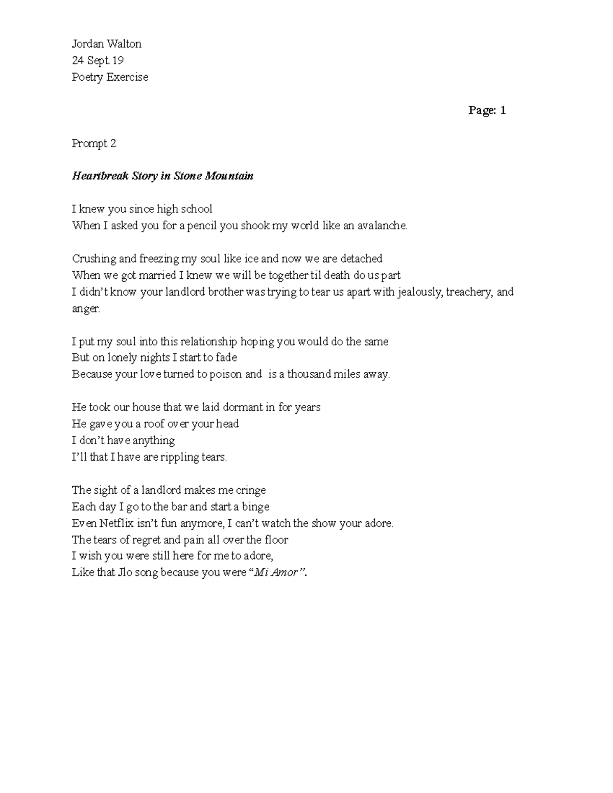 Creative writing poetry exercise - Jordan Walton24 Sept. Poetry ...