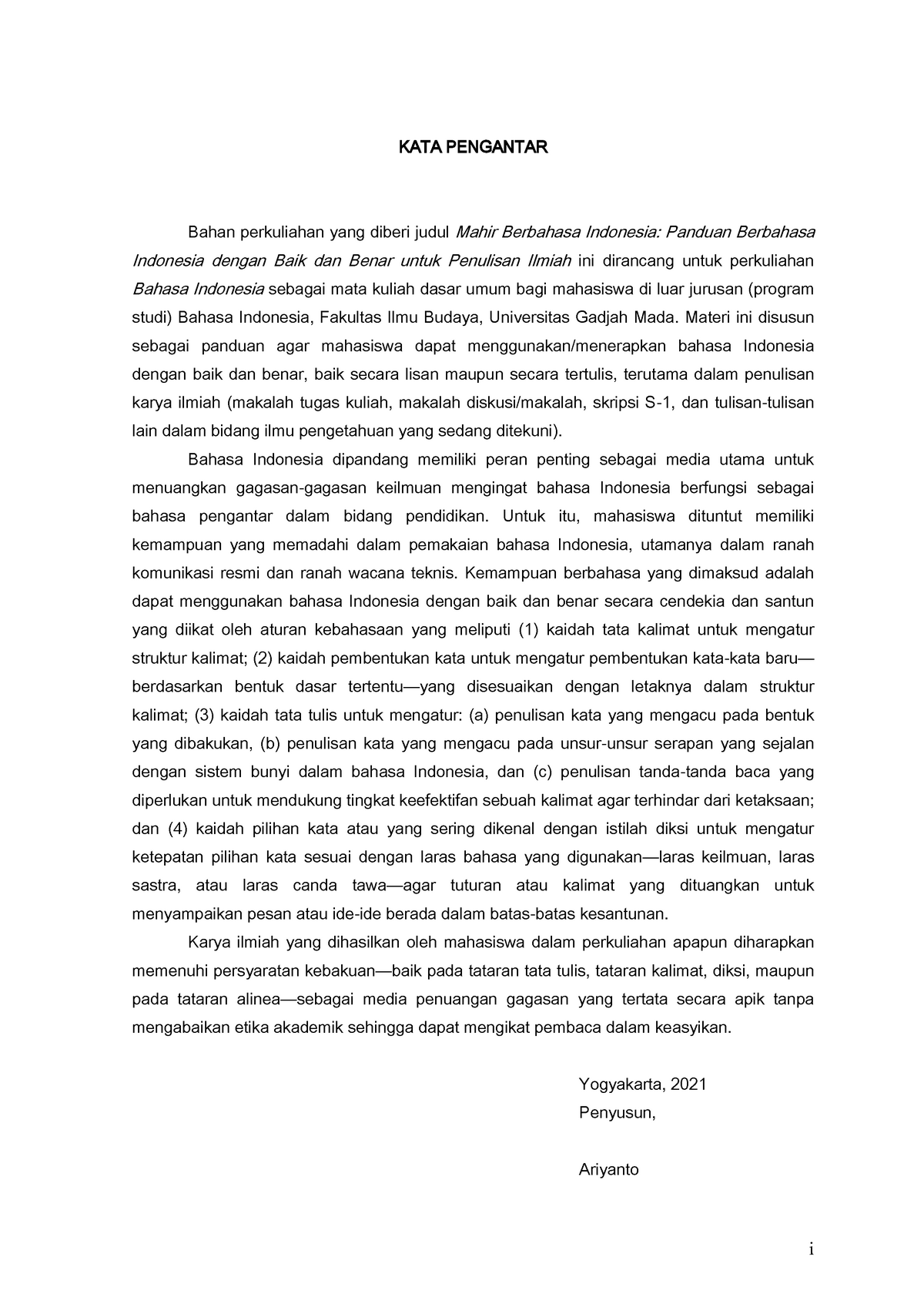 01 Kata Pengantar Indonesia FEB UGM - I KATA PENGANTAR Bahan ...