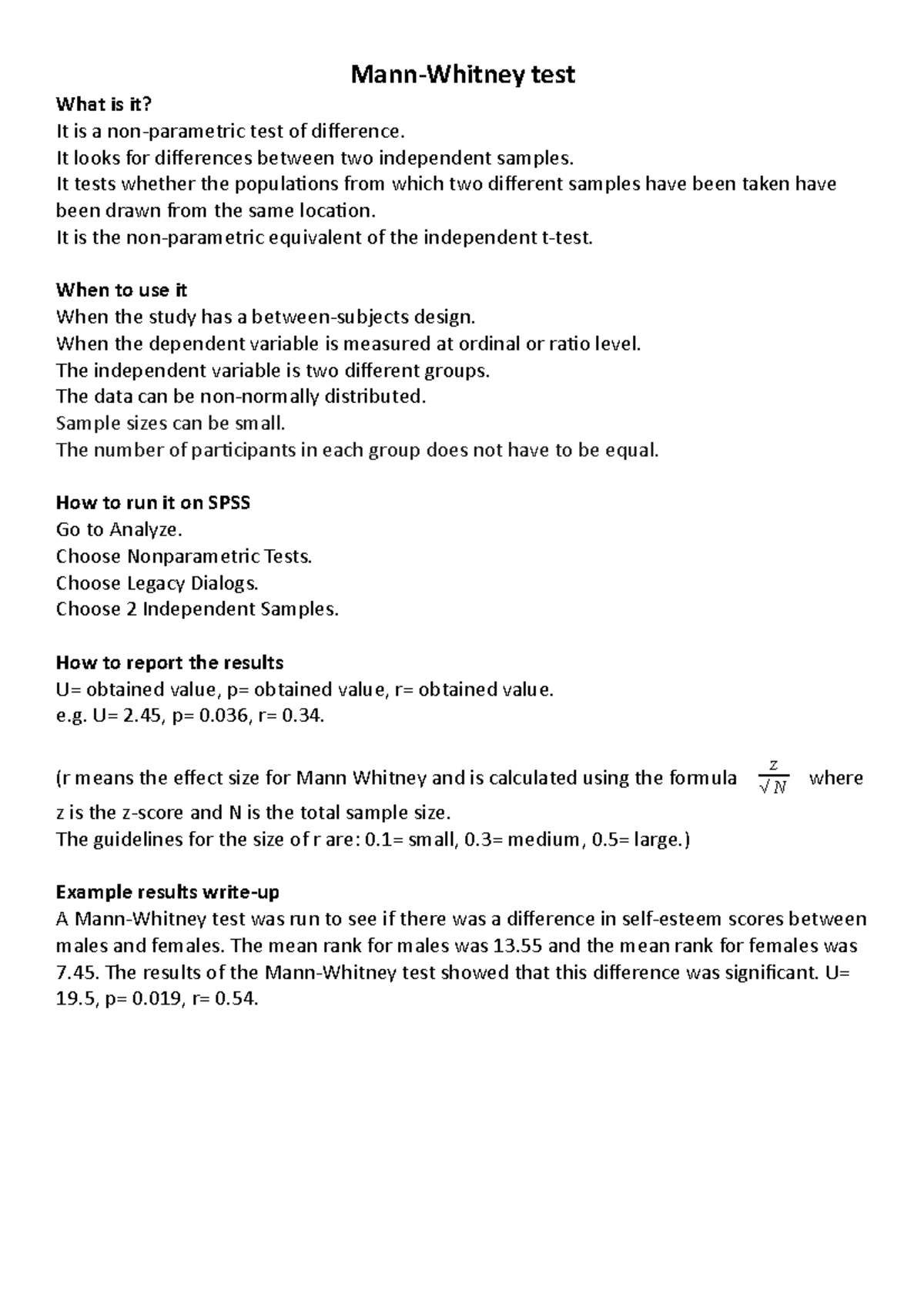 Mann-Whitney test - Mann Whitney test - Mann-Whitney test What is it ...