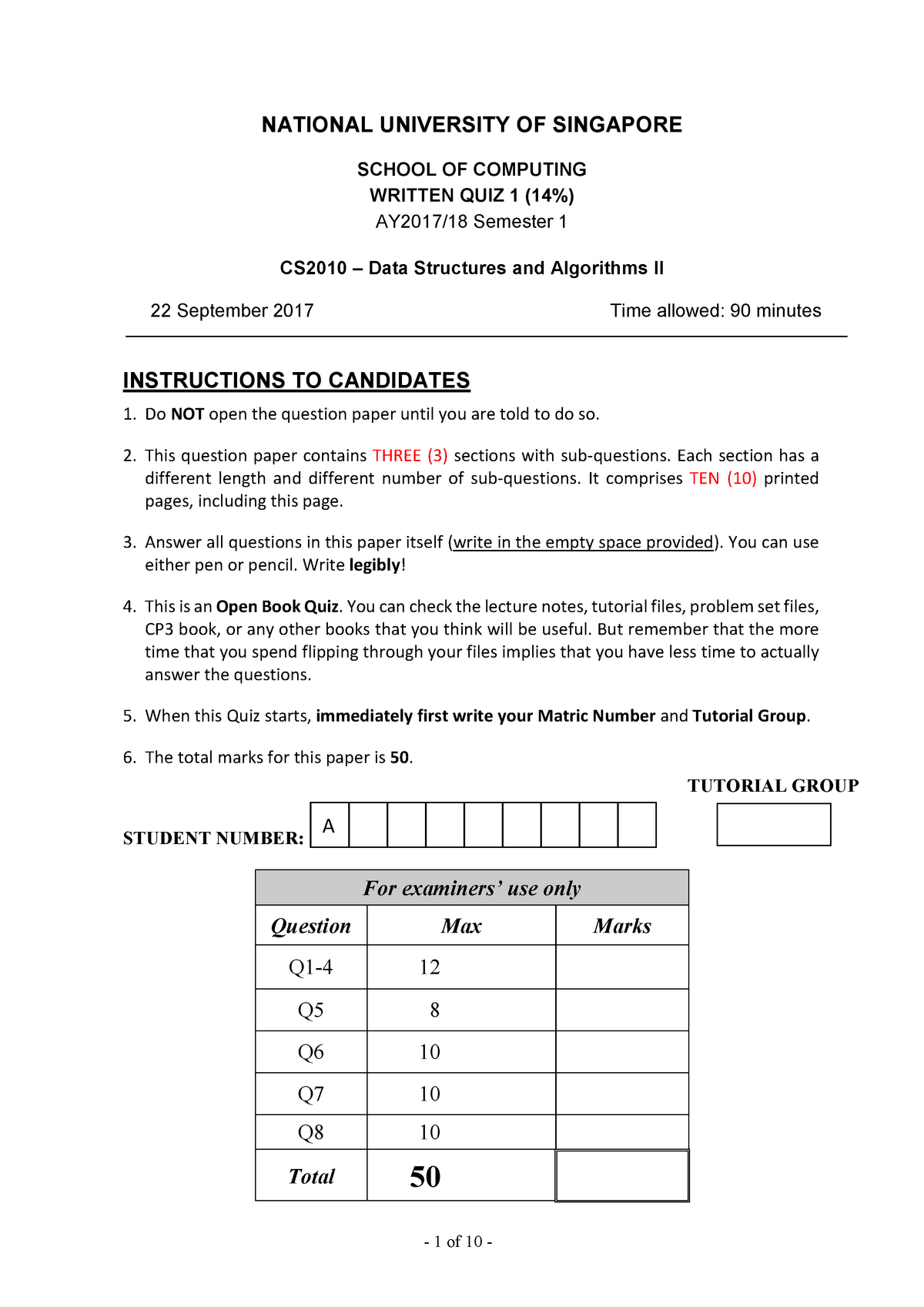 Exam 2017, questions - NATIONAL UNIVERSITY OF SINGAPORE SCHOOL OF ...