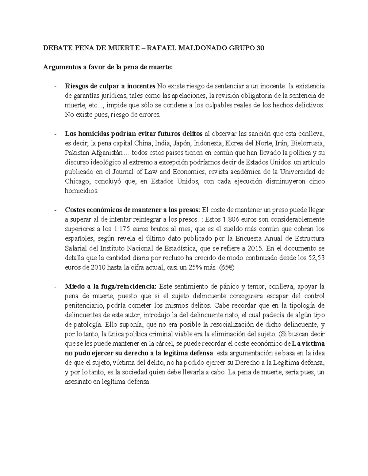 Argumentos PENA DE Muerte - DEBATE PENA DE MUERTE – RAFAEL MALDONADO ...