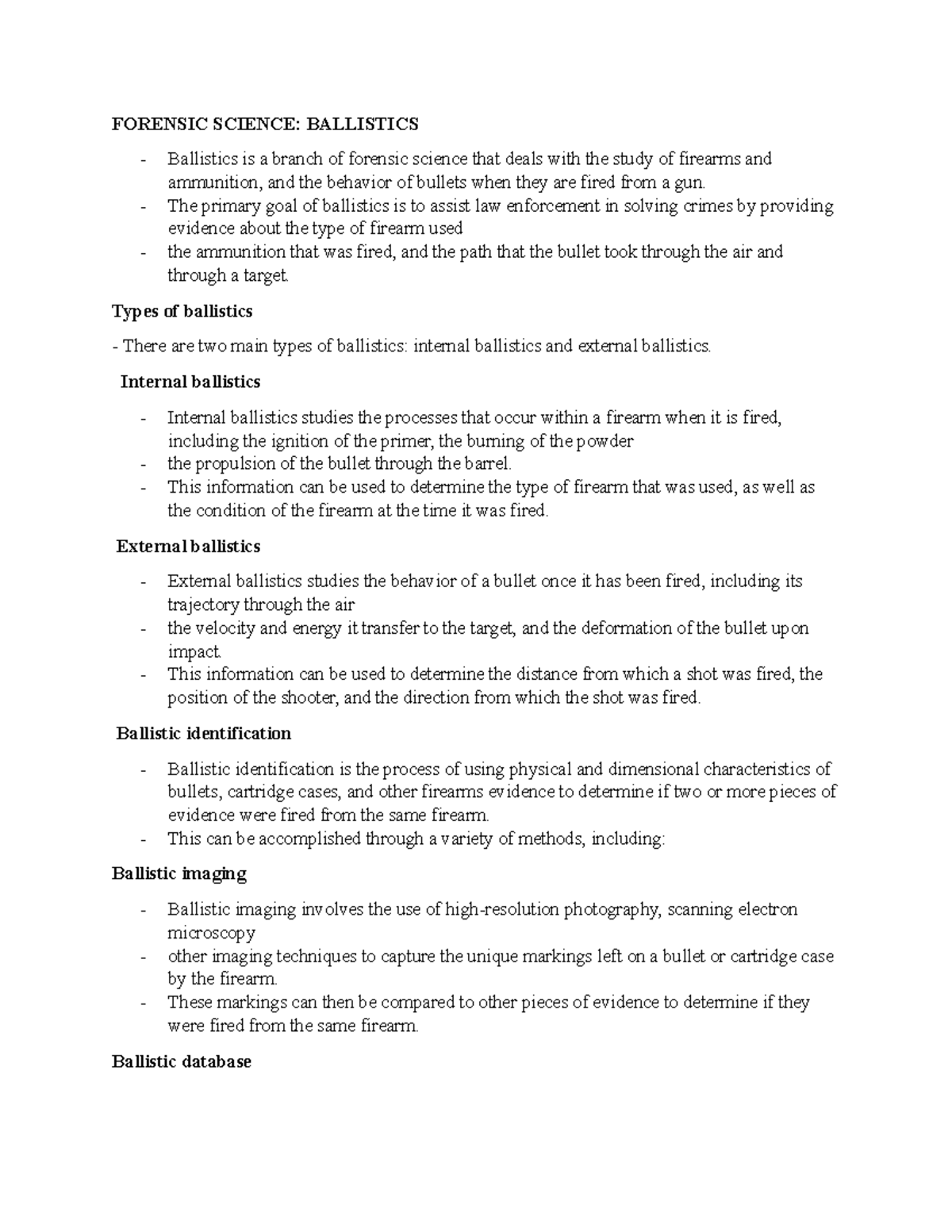 Forensic Science Notes 1 Ecc Forensic Science Ballistics Ballistics Forensic Science Notes 1 Ecc Forensic Science Ballistics Ballistics