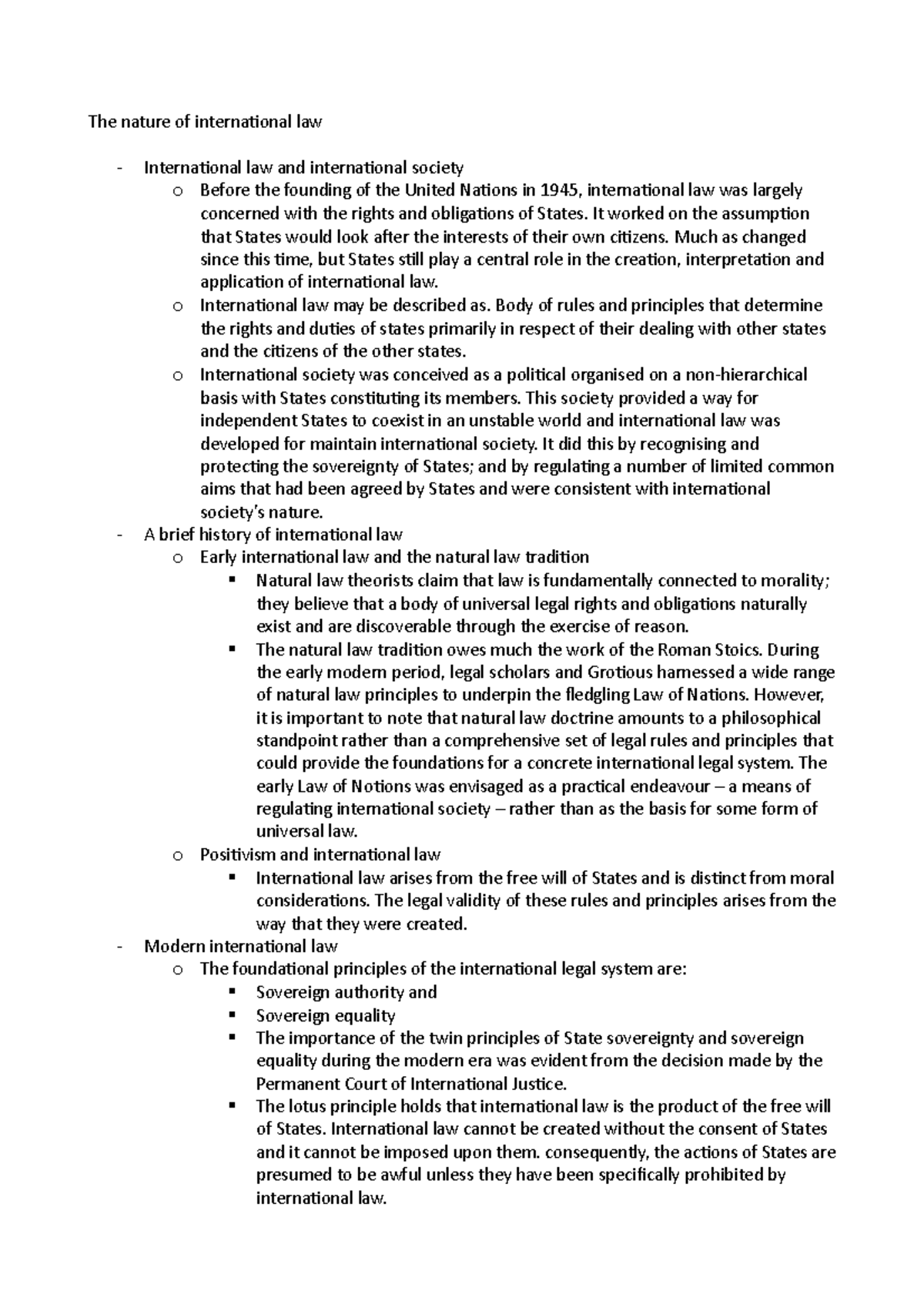 Lecture 1 - The nature of international law - The nature of ...